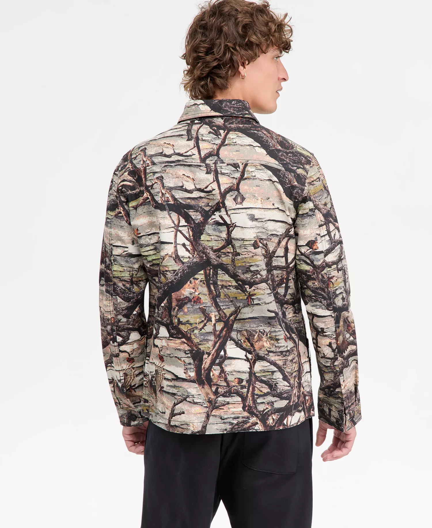 Epoldo Long Sleeve Owl Print Button-Front Shirt-Jacket - miscellaneous - 2XL