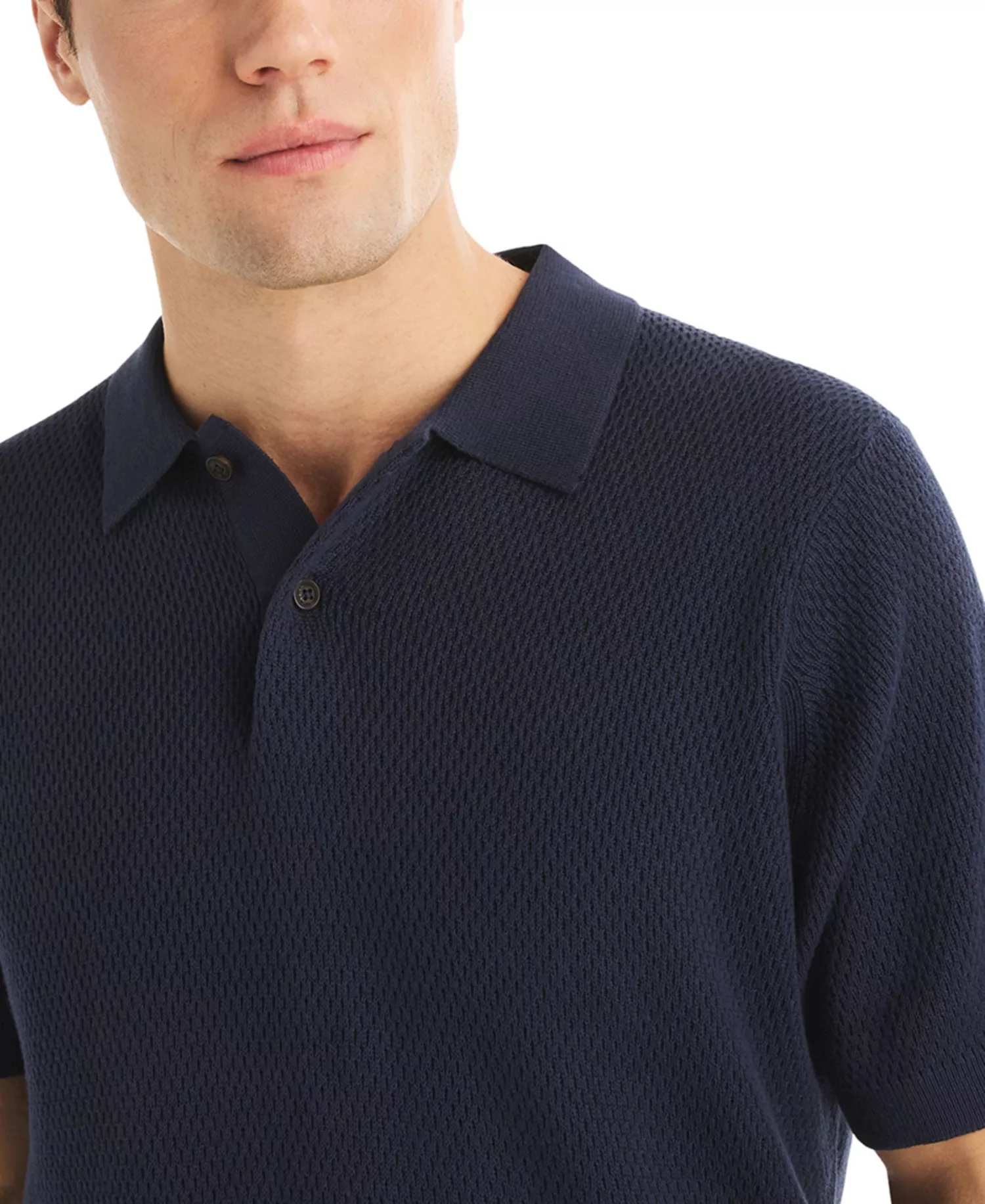 Men's Milano Collar Polo Sweater - Navy Seas - 2XL
