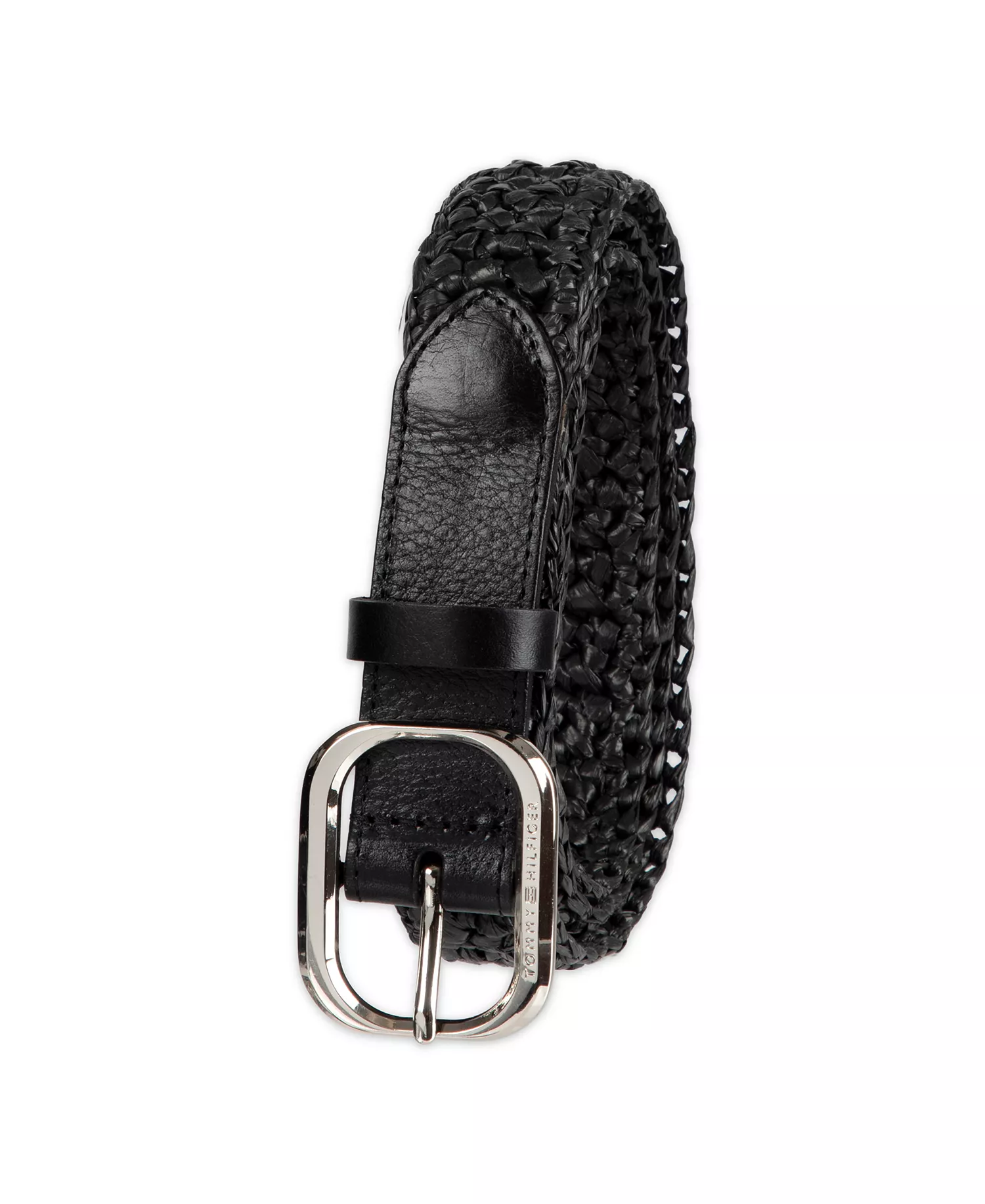 Women's Fully Adjustable Casual Crocheted Belt - Black - L