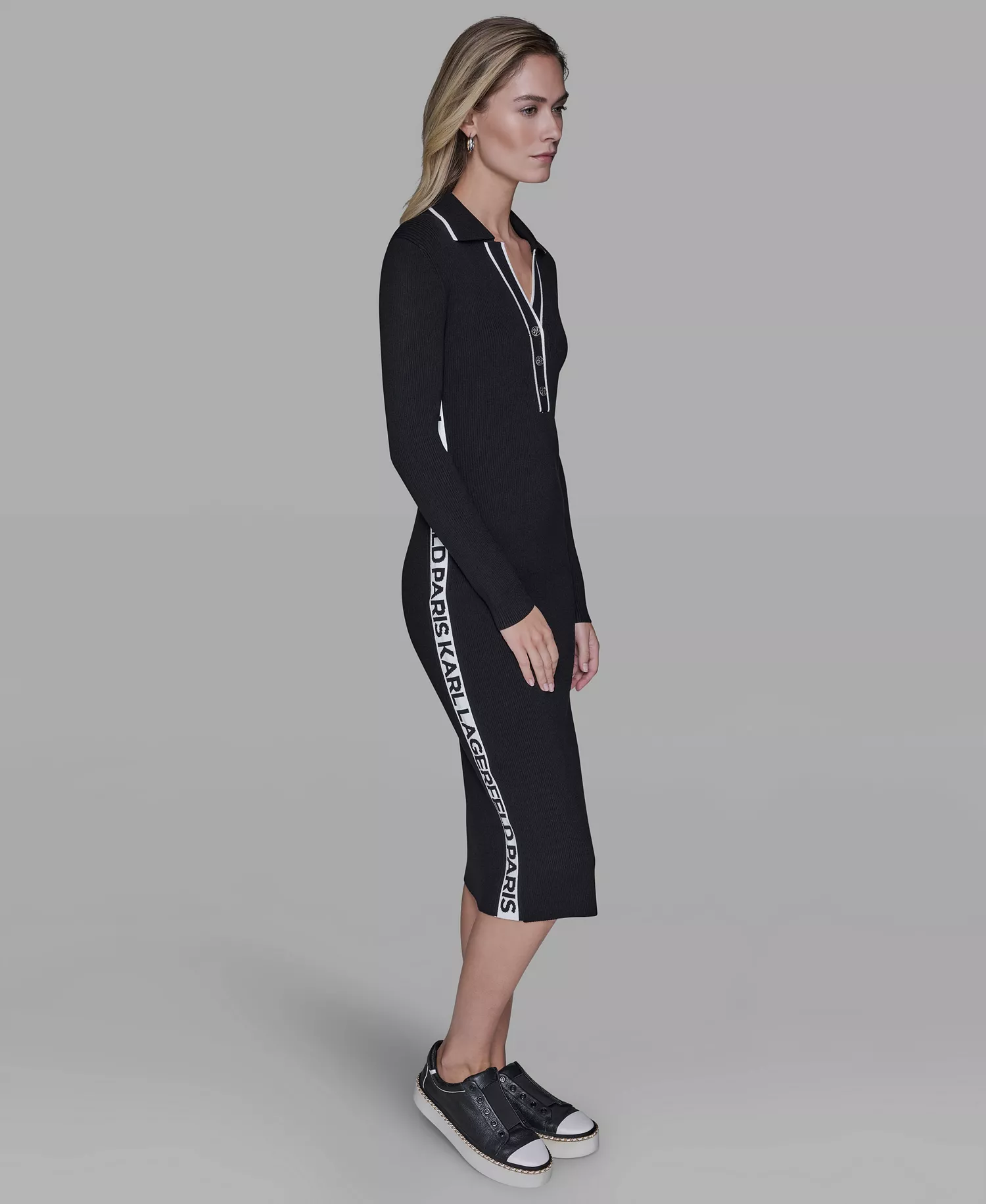 Women's Logo Tape Sweater Dress - Black - L
