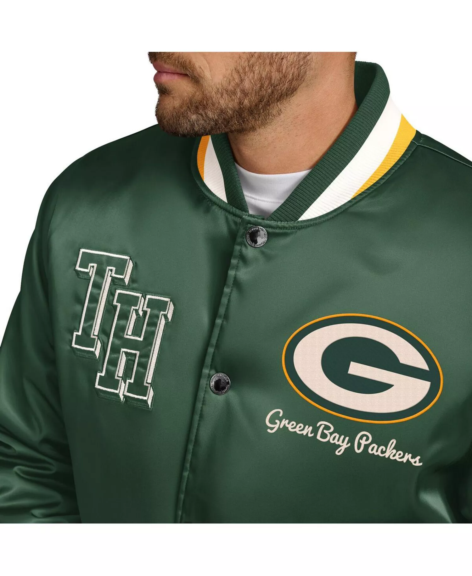 Men's Green Green Bay Packers Dante Full-Snap Satin Jacket - Green, Gold - L
