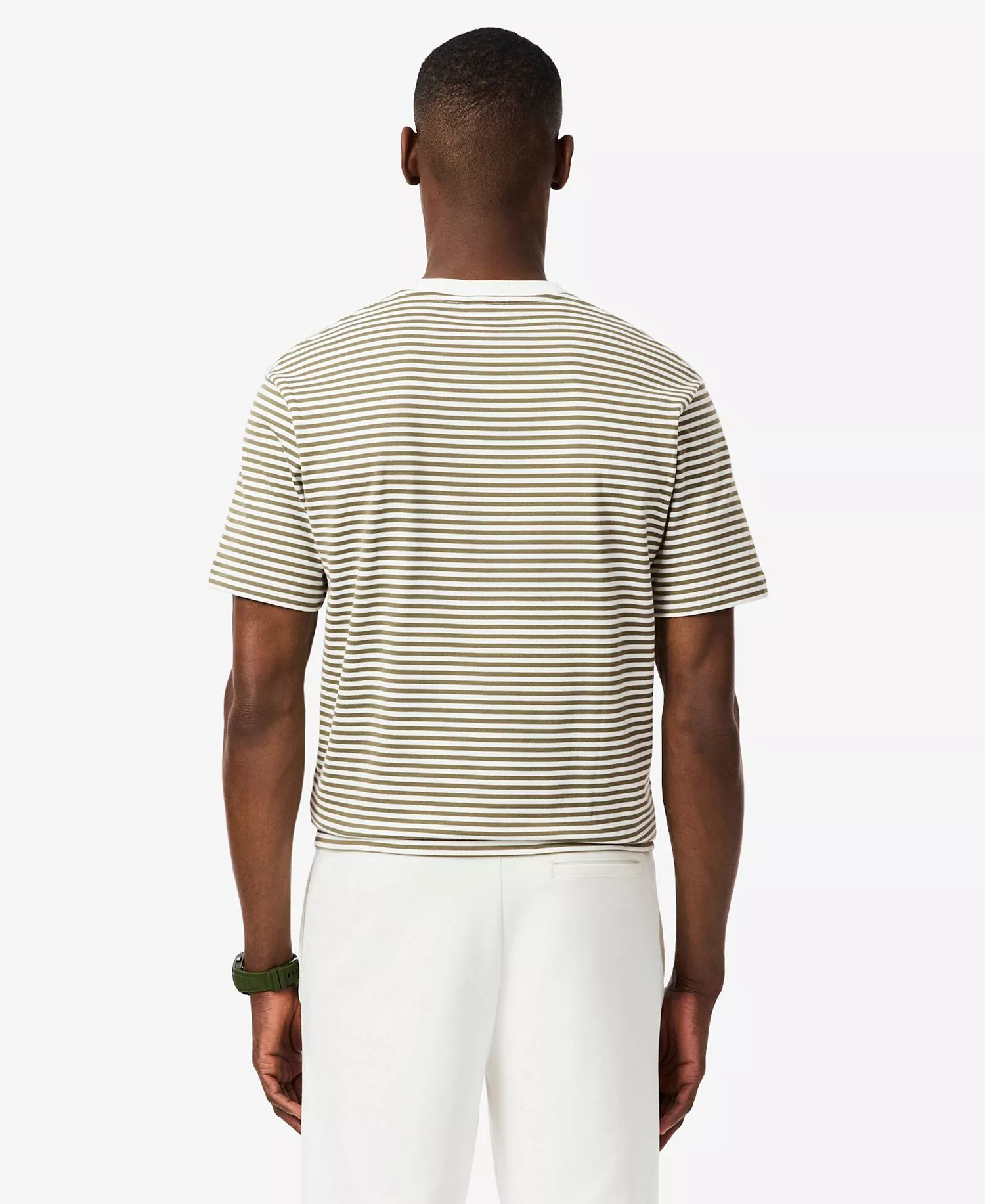Men's Classic-Fit Striped T-Shirt - White/Olive - 2XL