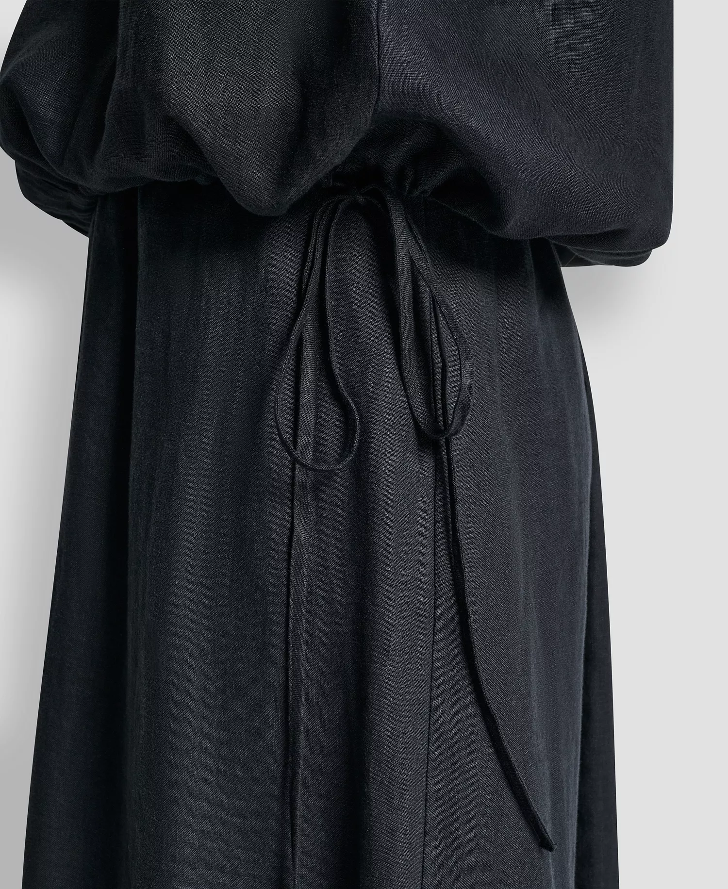 Women's Linen Drawstring Hem Sleeveless Top - Black - L