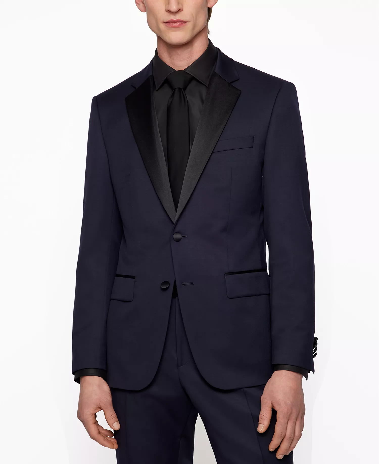 Men's Slim-Fit Tuxedo Jacket - Dark Blue - 34R