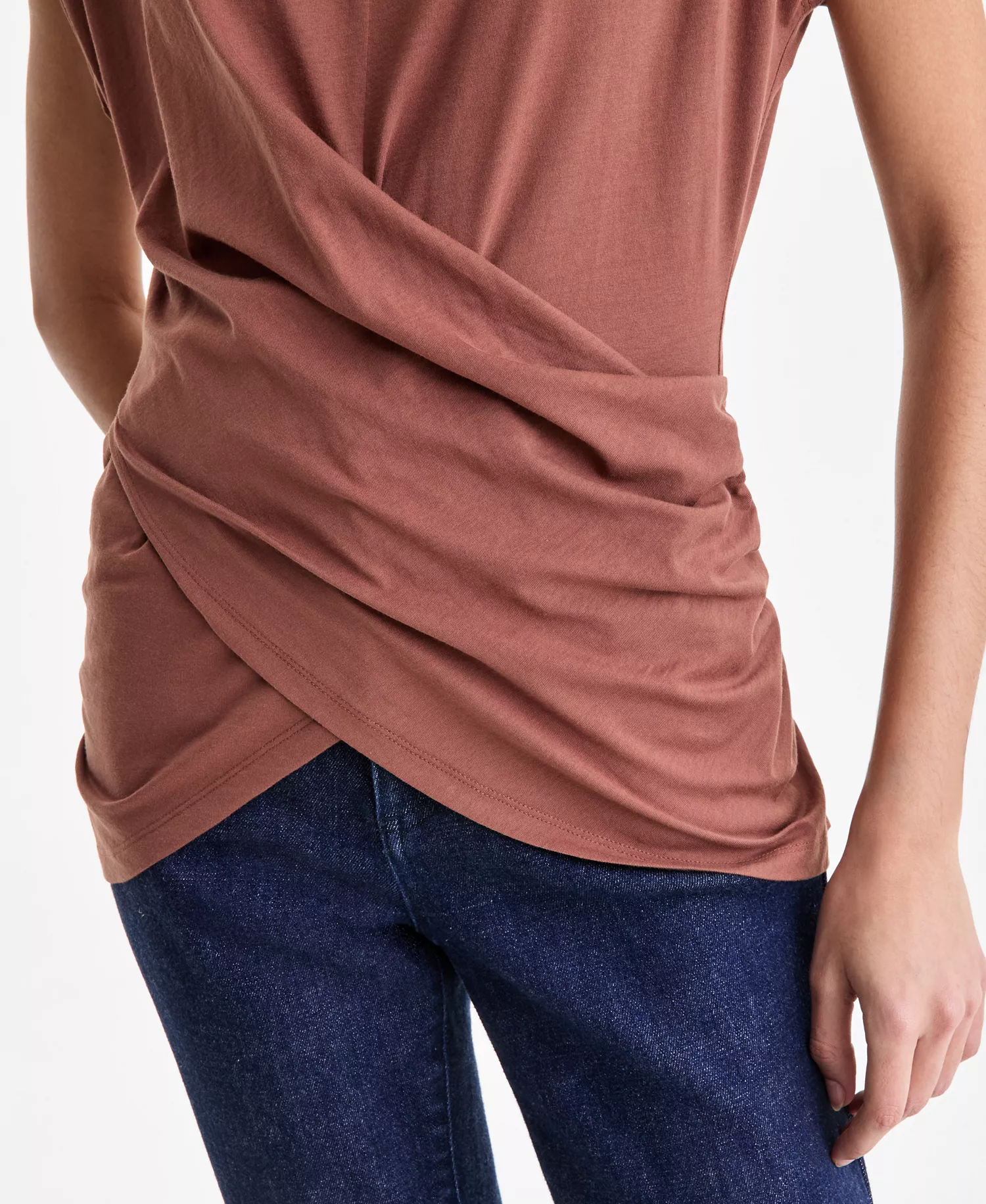 Women's Cotton Twist-Front Cap-Sleeve Top, Macy's Exclusive - Copper Moon - L