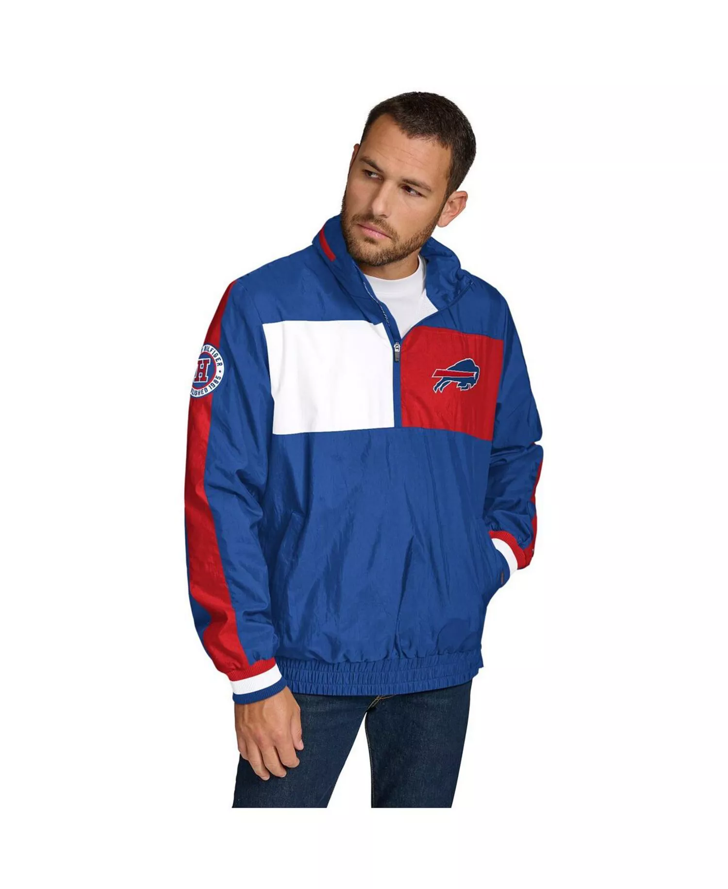 Men's Royal Buffalo Bills Gael Lightweight Half-Zip Hoodie Jacket - Royal, Red - L