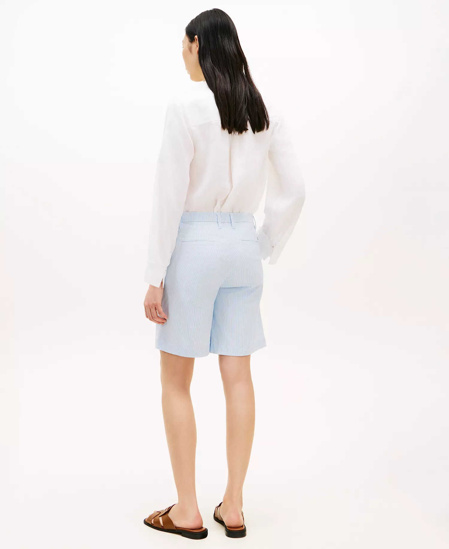 Women's Slim Straight Printed Shorts - Blue - 10