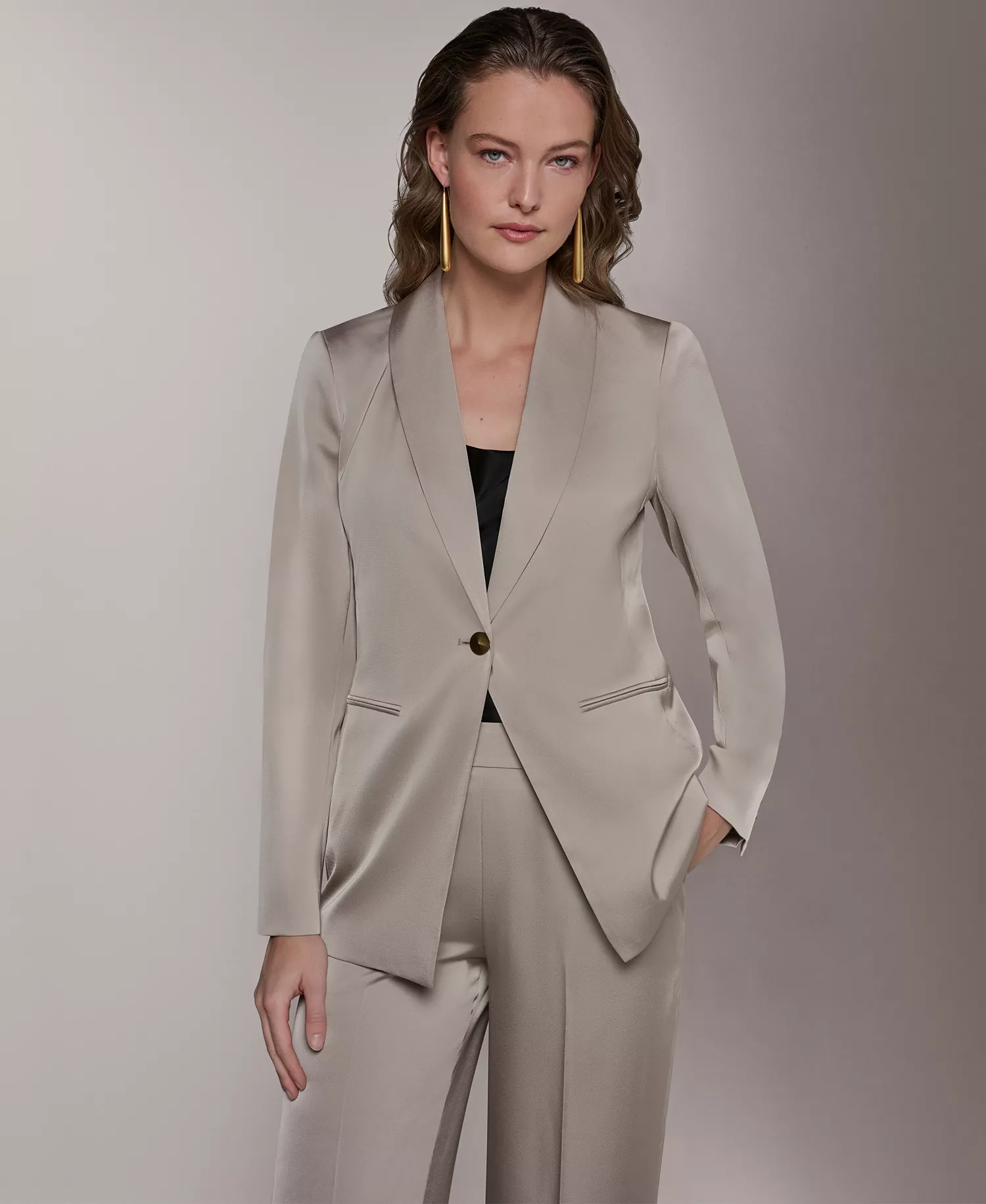 Women's One-Button Blazer and Wide-Leg Pants - Turin - 0