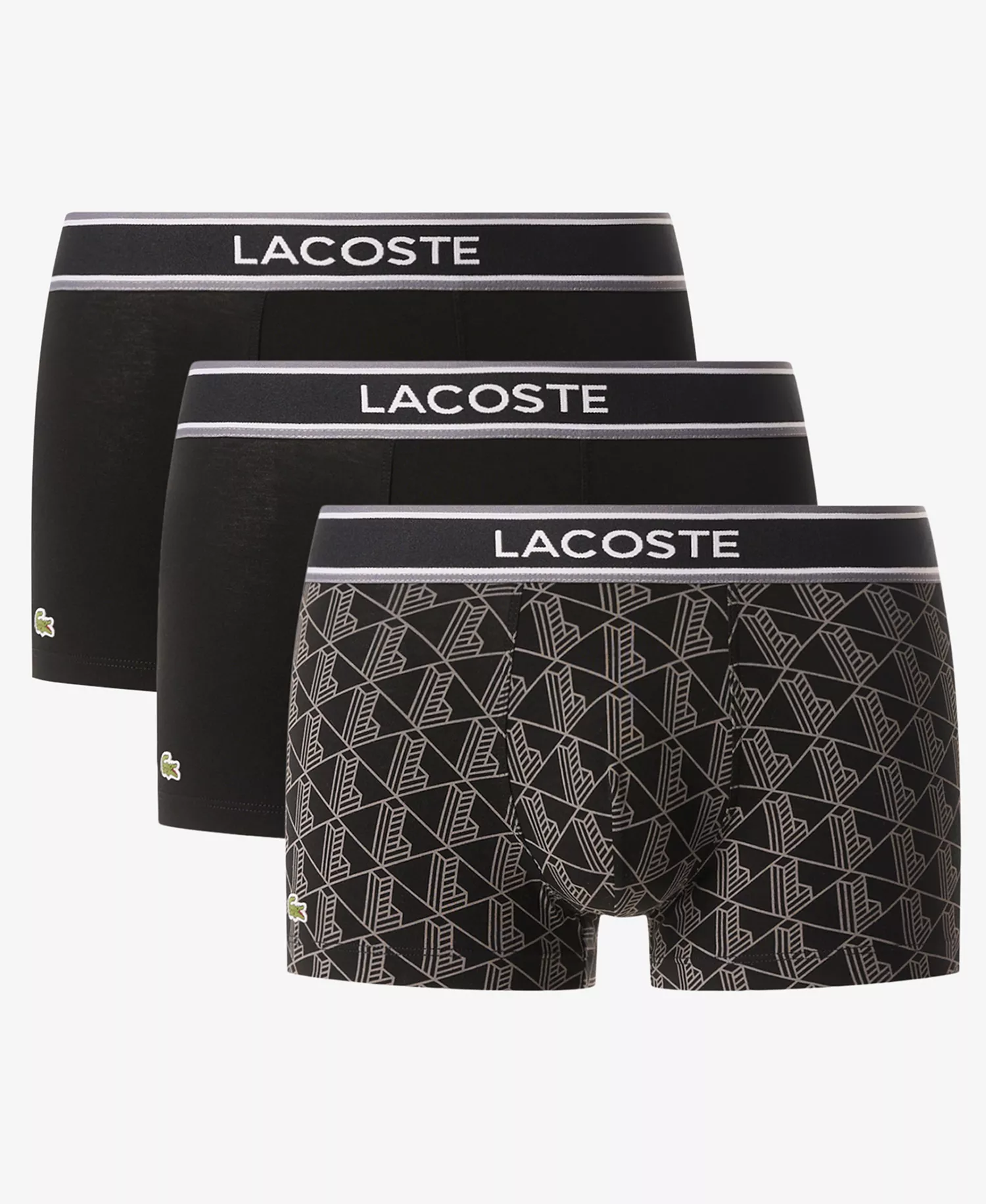 Men's Monogram Trunks, 3-Pack - Black Monogram - L