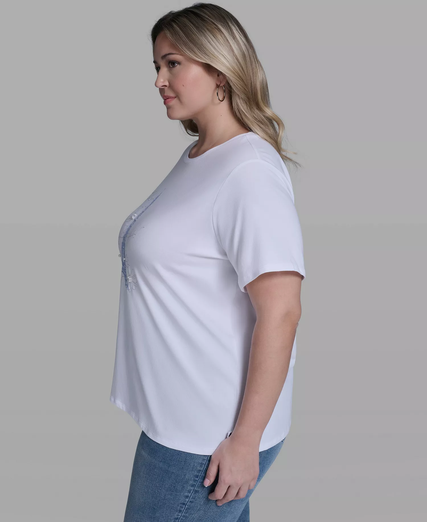 Plus Size Embellished Eiffel T-Shirt - White - 0X