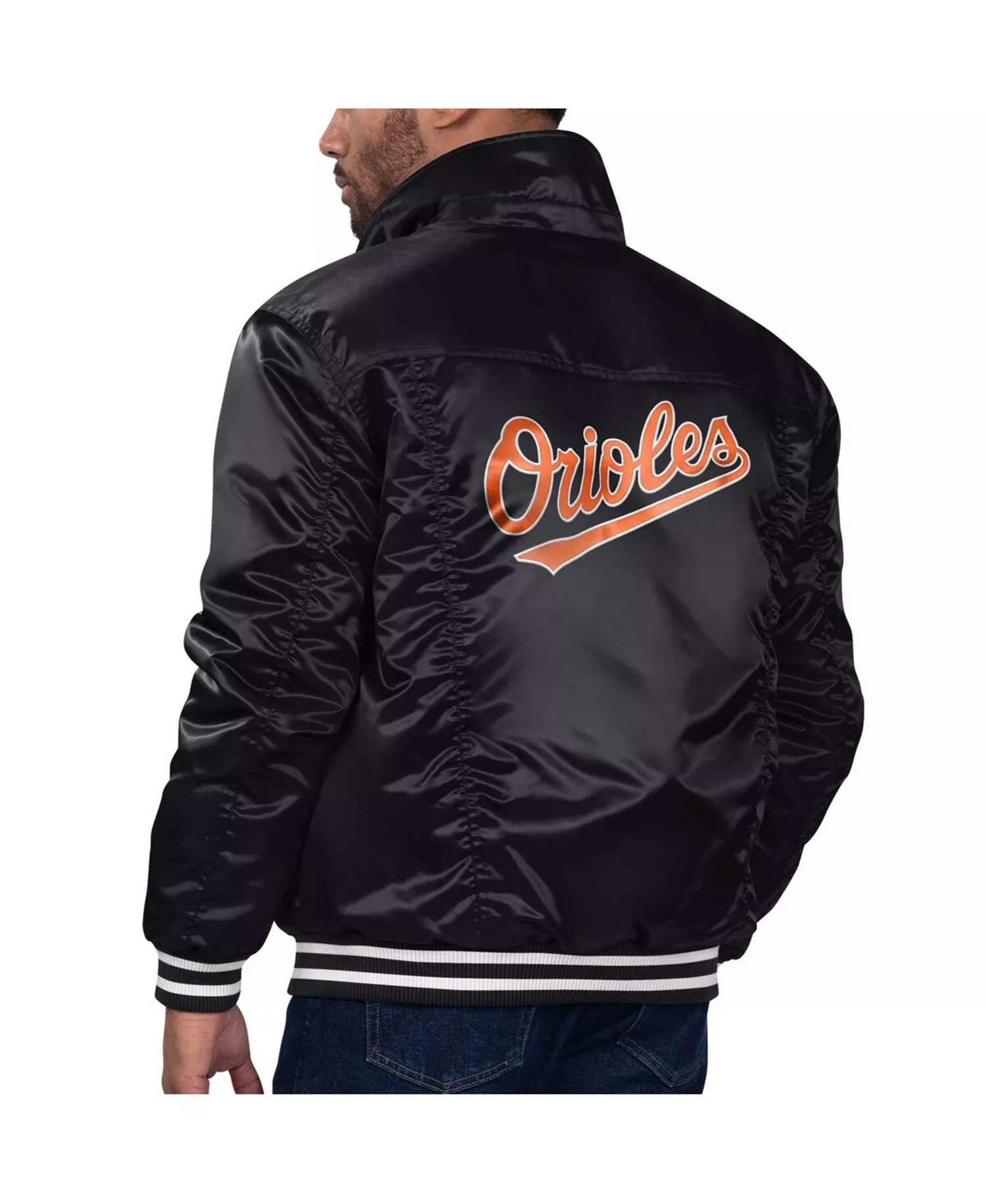 Levi’s x Starter Men's Black Baltimore Orioles Silver Tab Satin Full-Snap Trucker Jacket - Black - L
