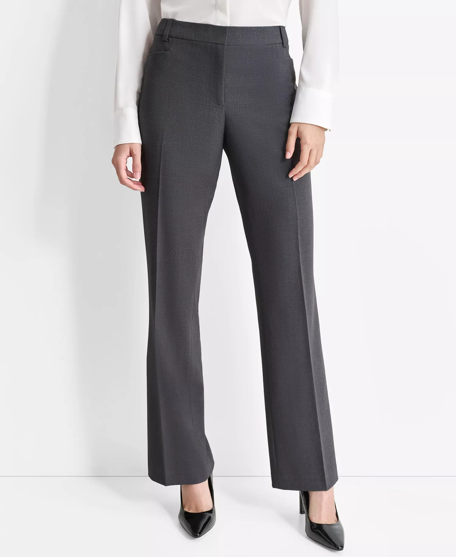 Women's Mid-Rise Straight Leg Pants - Charcoal - 10