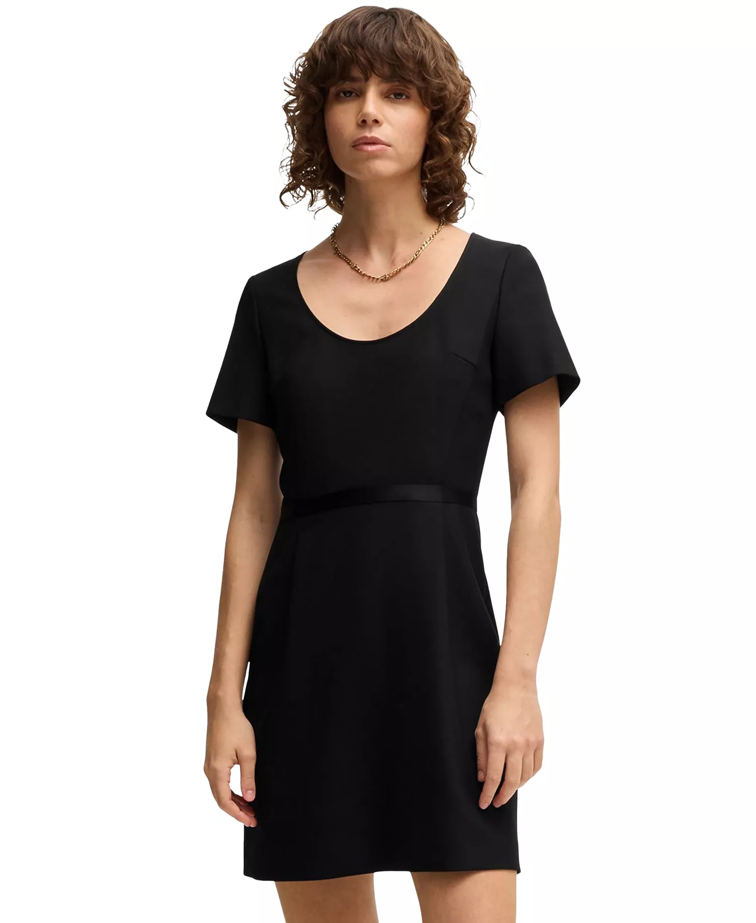 Women's Ribbon Detail Slim-Fit Dress - Black - 10