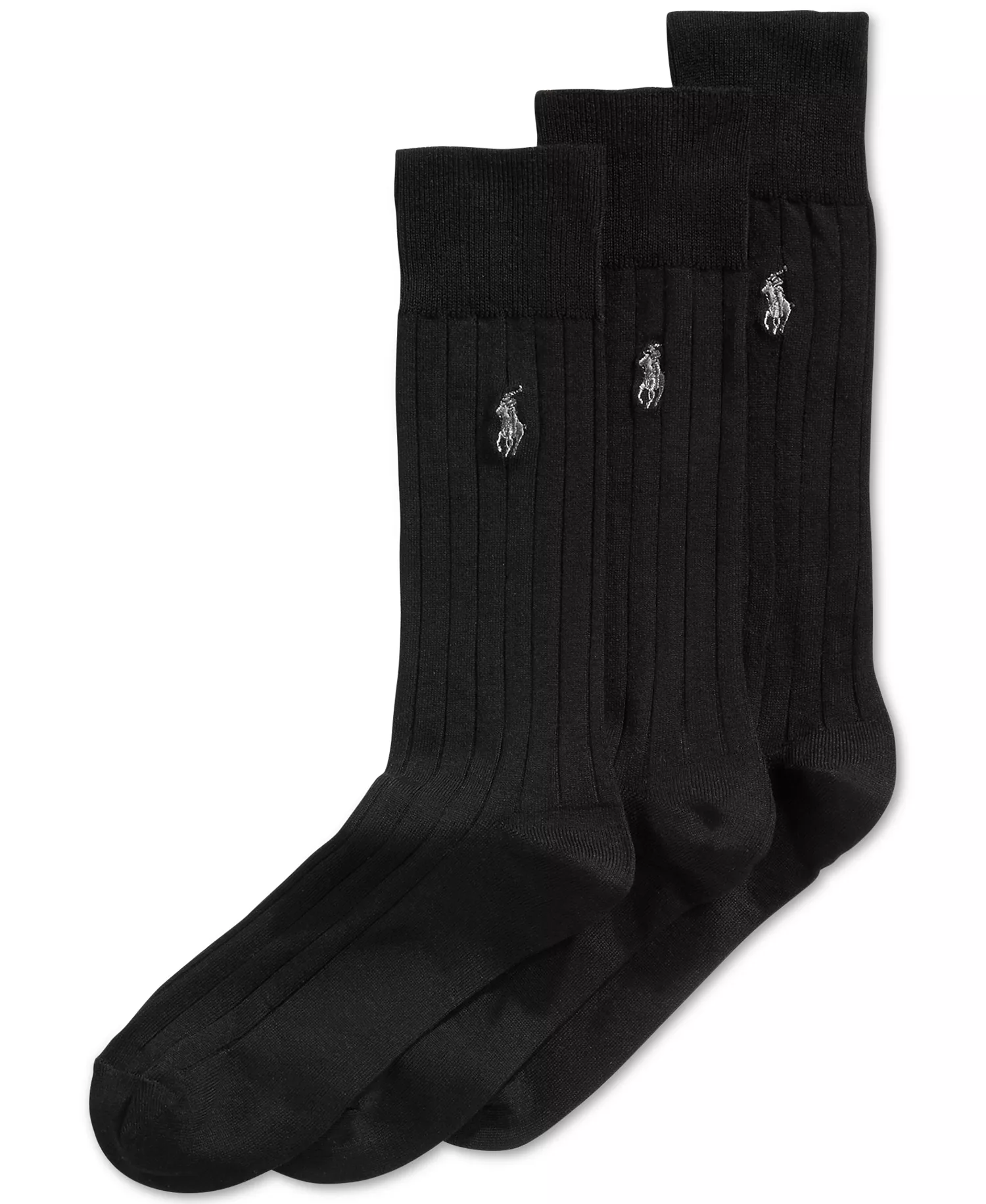 Men's Three-Pack Crew Socks - Black - 10-13