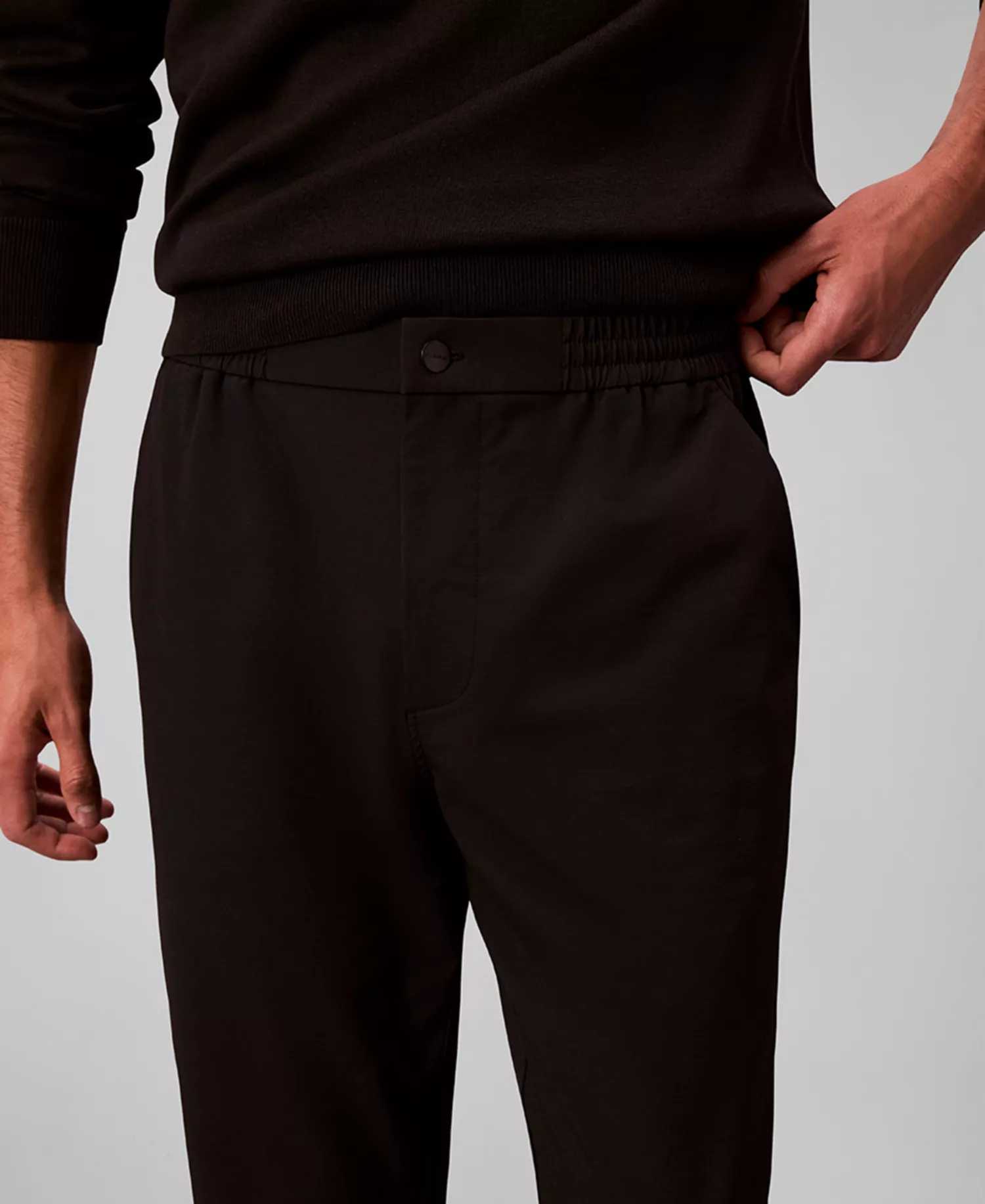 Men's Regular Fit Elastic Jogger Pants - Black - 30