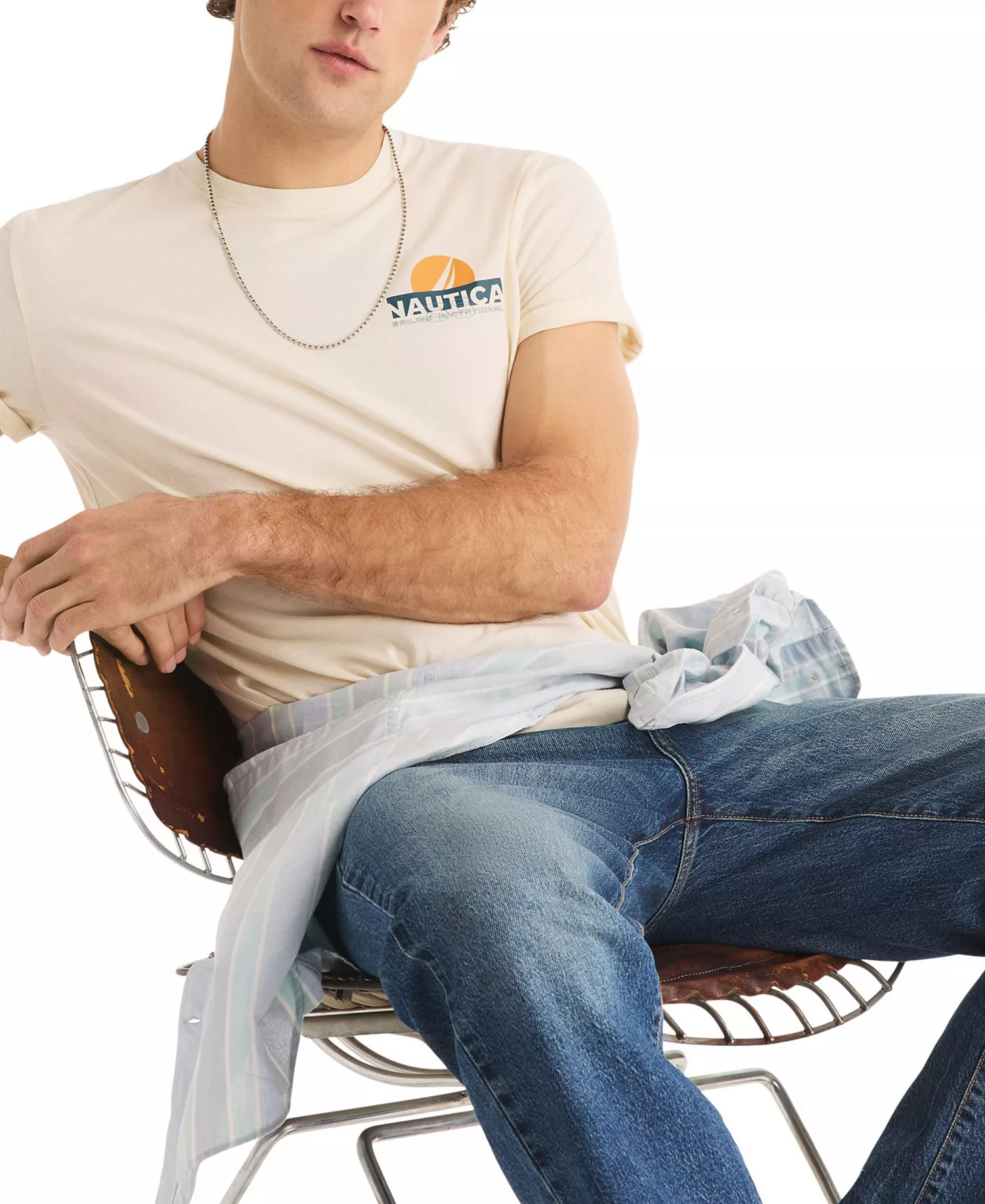 Men's Short-Sleeve Sailing T-Shirt - Natural - L