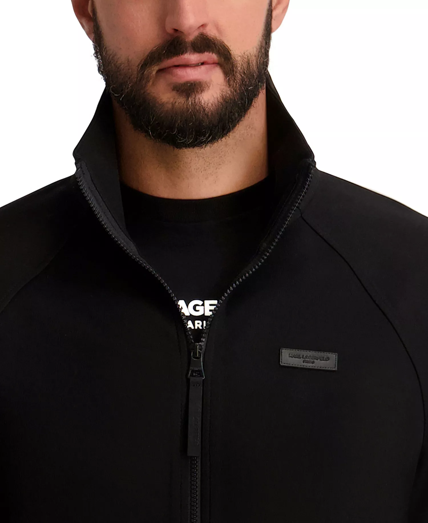 Men's Full-Zip Ponte Track Jacket - Black - 2XL