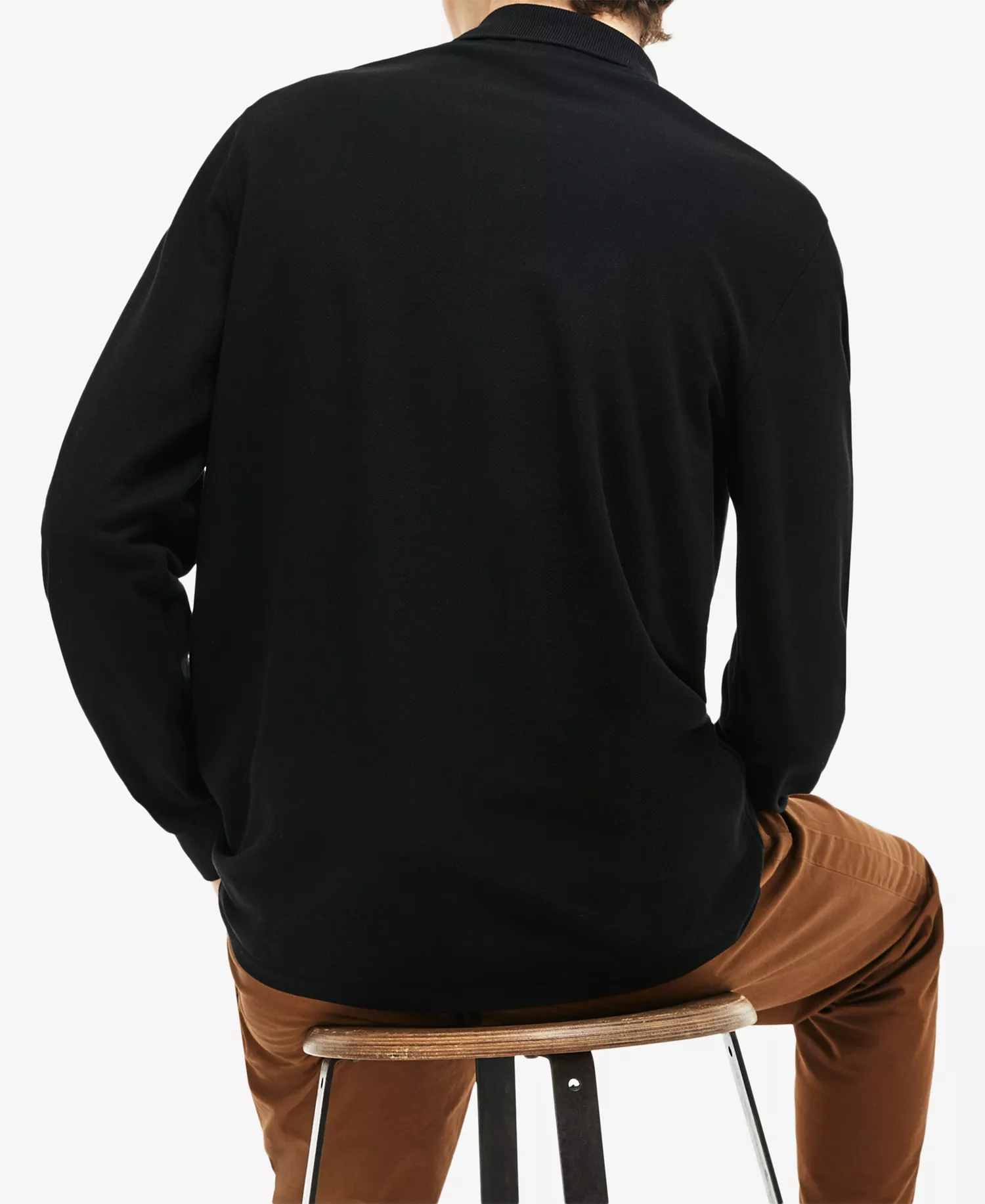 Men's Classic Fit Long-Sleeve Polo Shirt - Black - 2XL