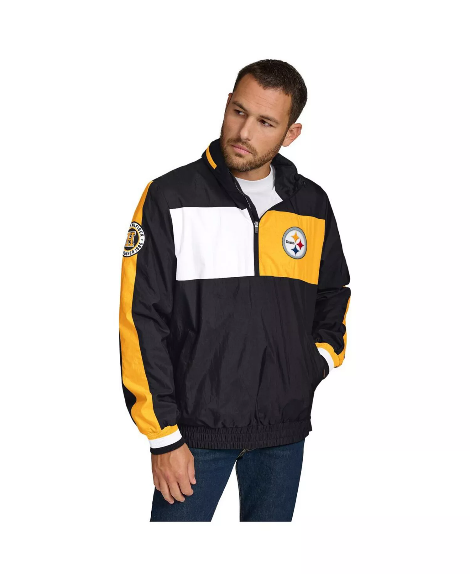 Men's Black Pittsburgh Steelers Gael Lightweight Half-Zip Hoodie - Black - L