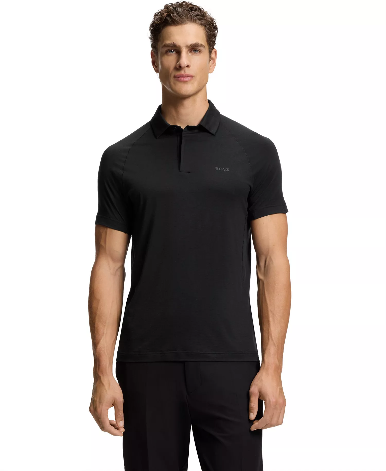Men's Thermoregulating Active Slim-Fit Polo Shirt - Black - L