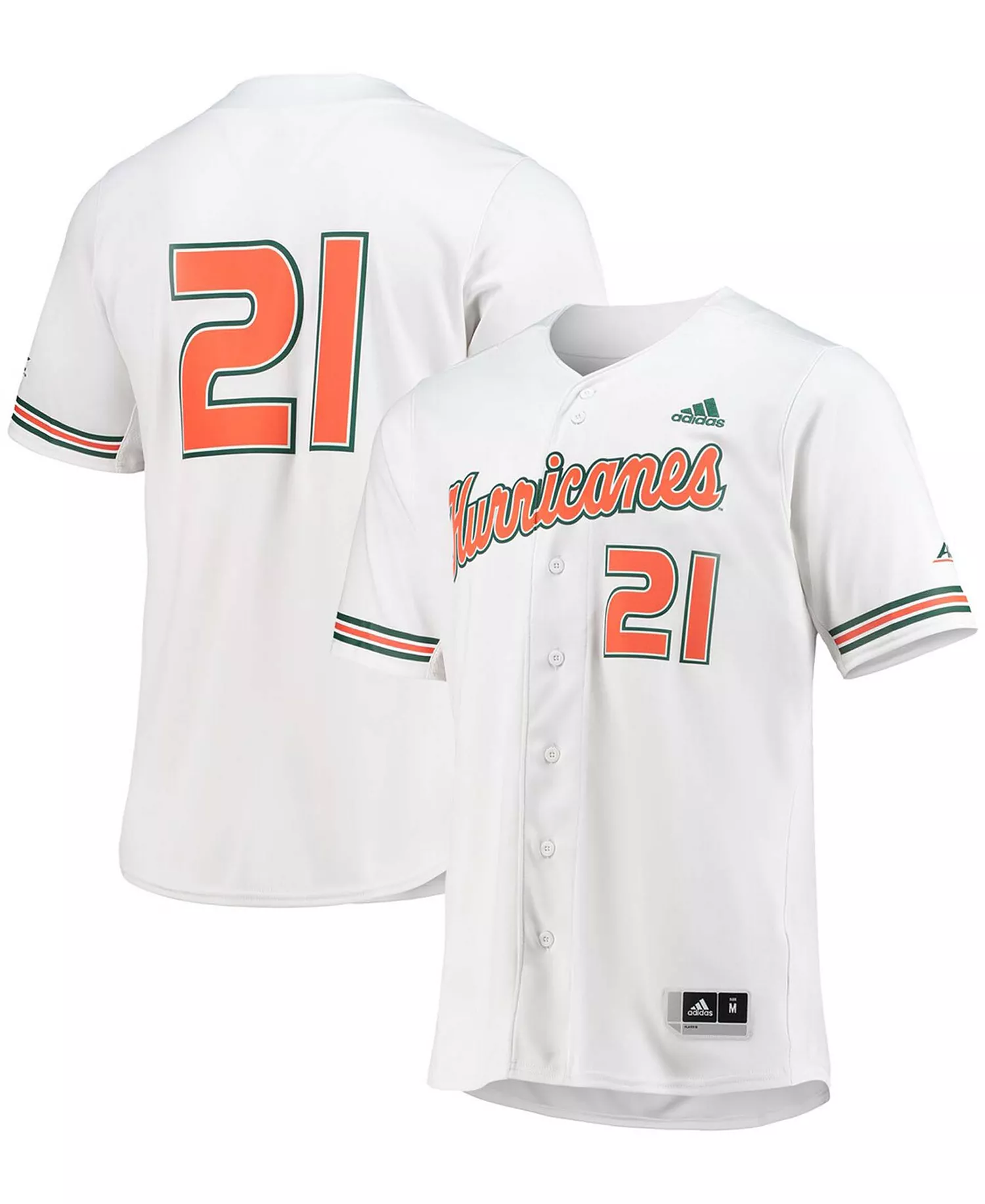 Men's White Miami Hurricanes Replica Baseball Jersey - White - 2XL