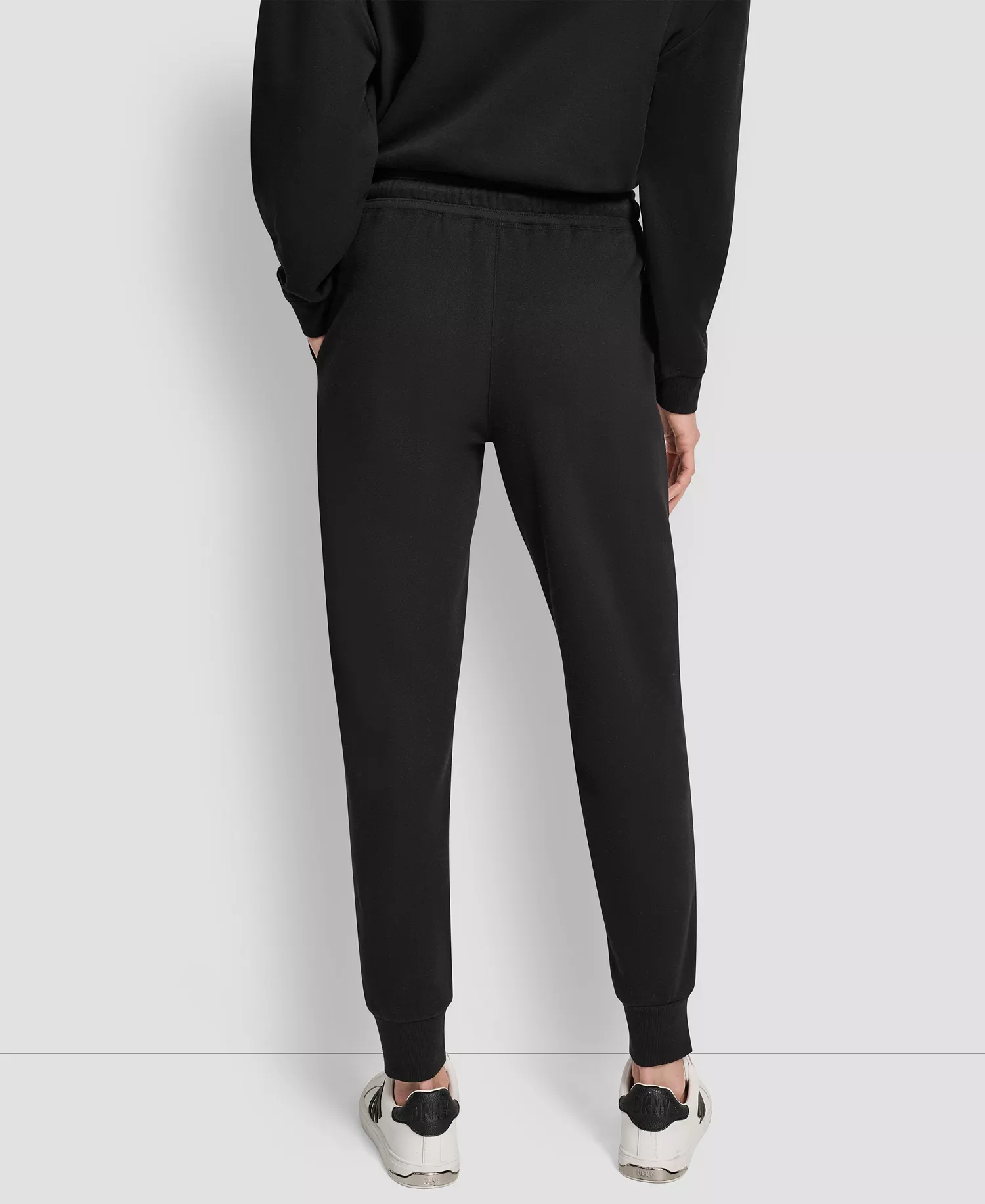 Women's Stacked Mini Rhinestone Logo Relaxed Cuff Jogger - Black/Black - L