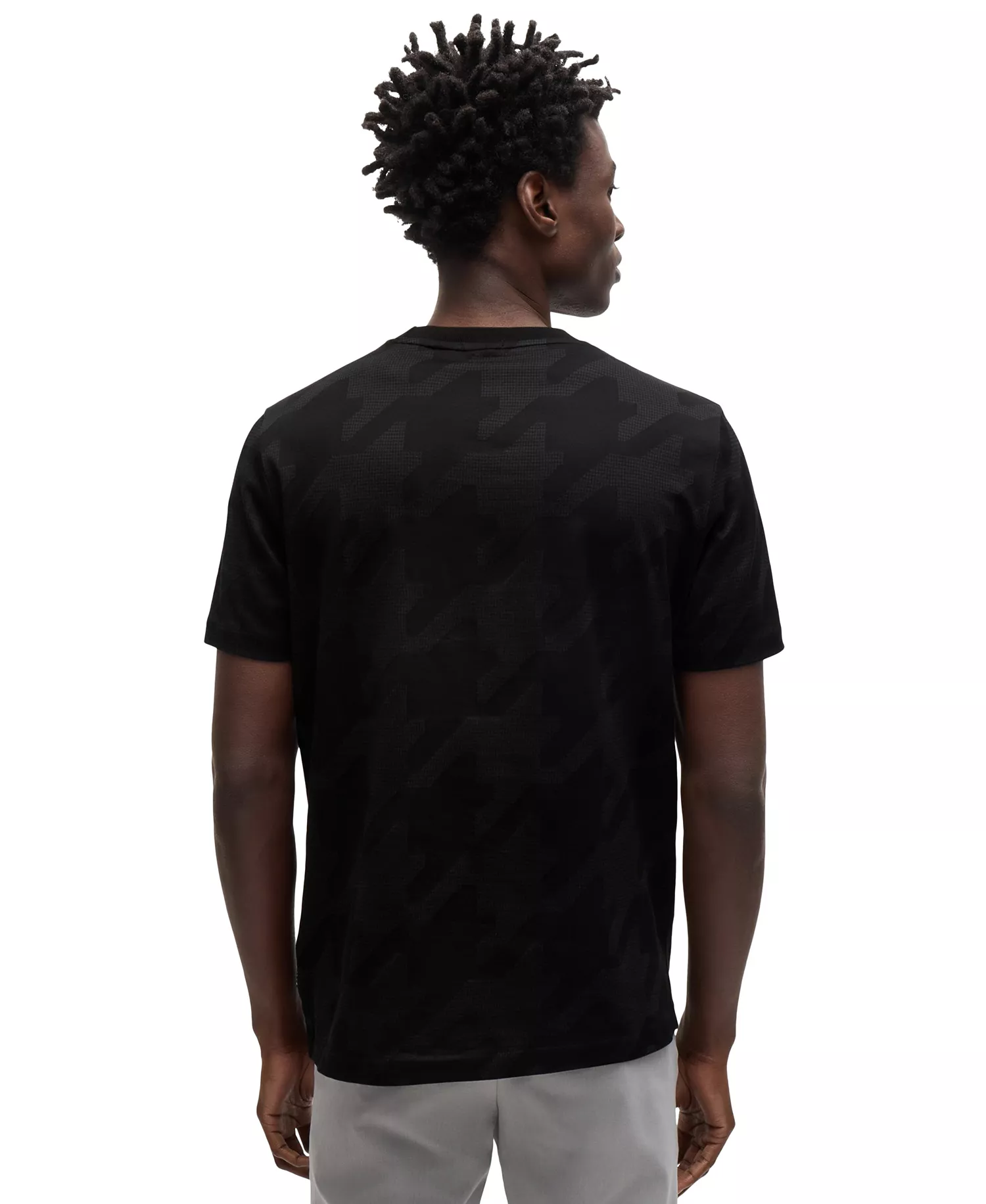 Men's Houndstooth Jacquard T-Shirt - Black - L