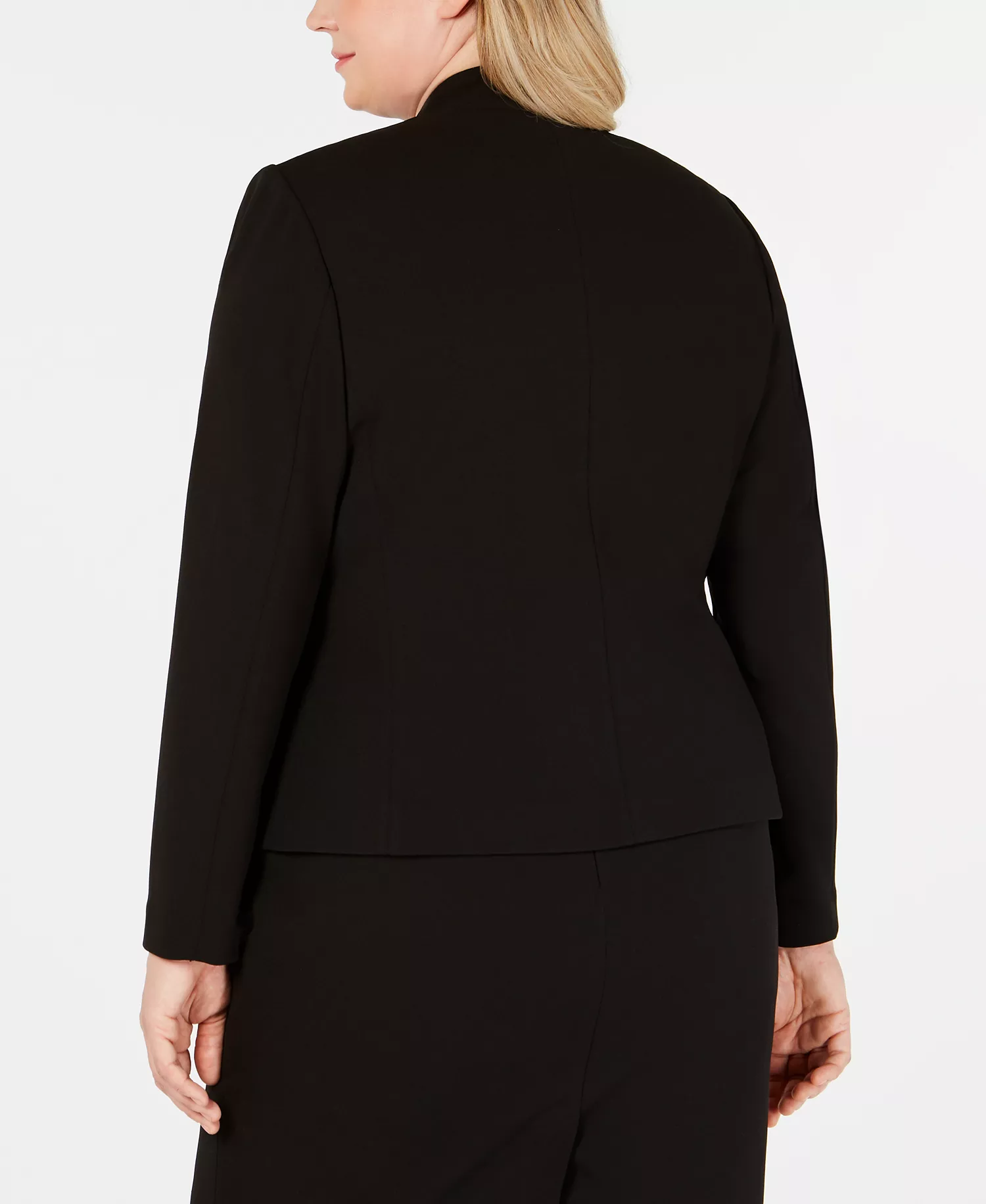 Plus Size Open-Front Soft Crepe Blazer - Black - 14W