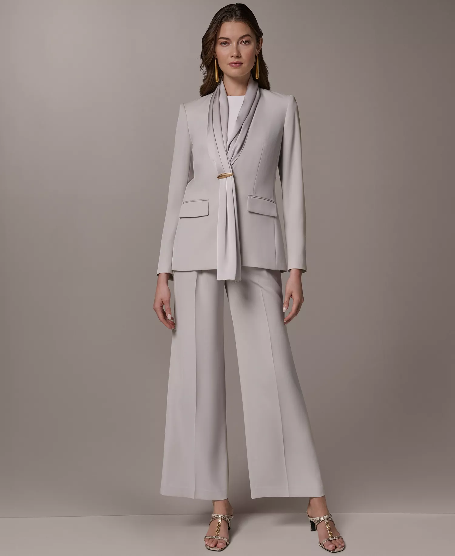 Petite Shawl Collar Long-Sleeve Jacket - Tuscan Grey - 0P