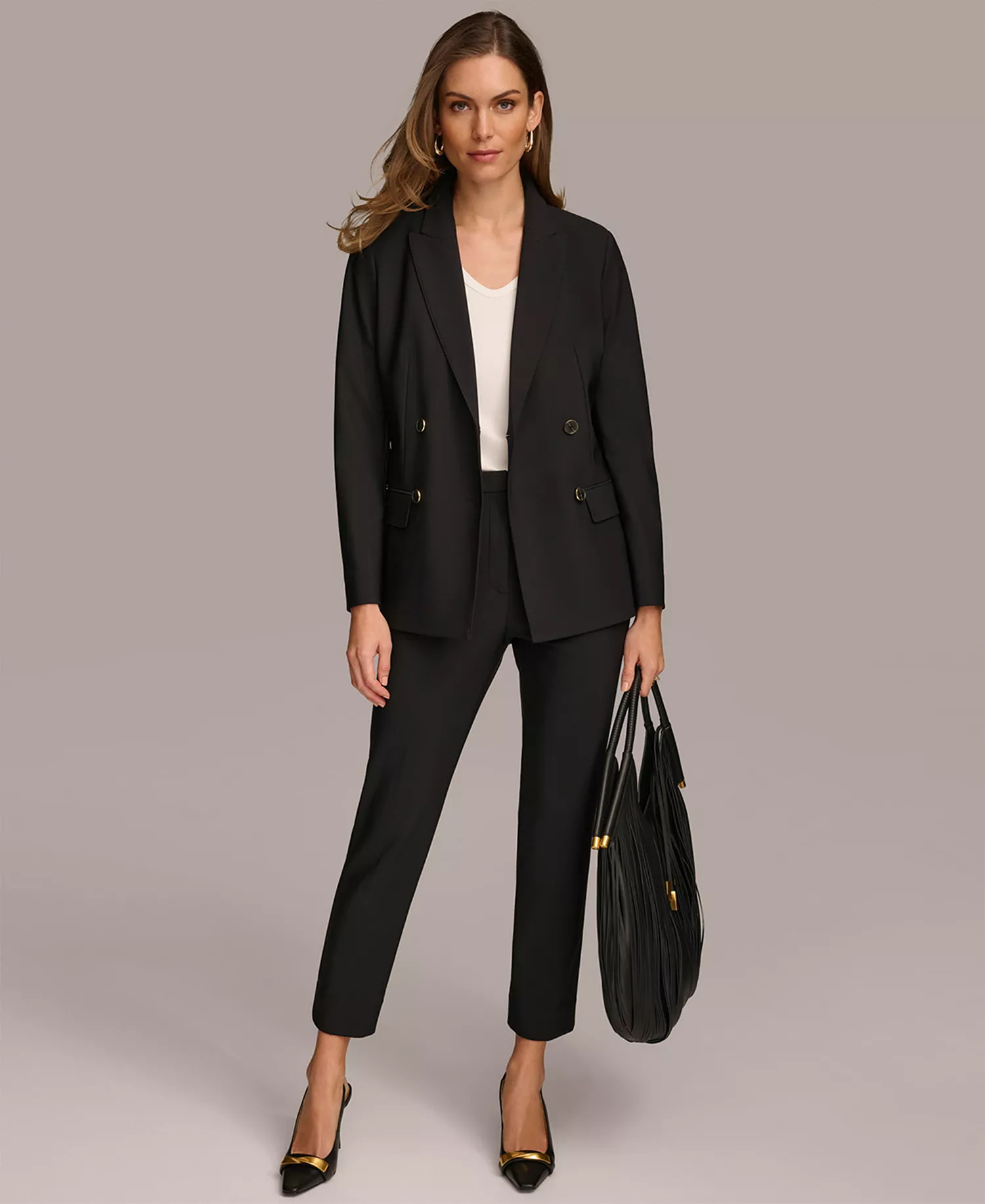 Women's Slim-Leg Ankle Pants - Black - 10