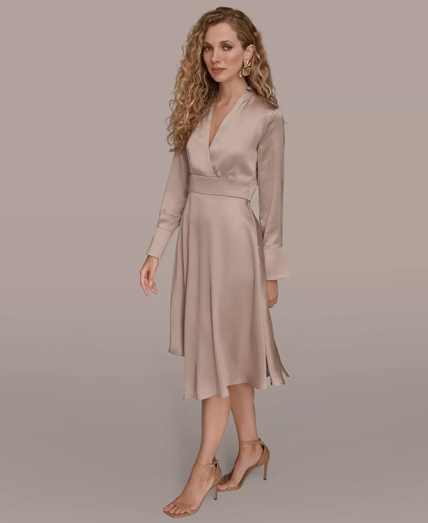 Women's Satin Midi Dress - Shadow pink - 14