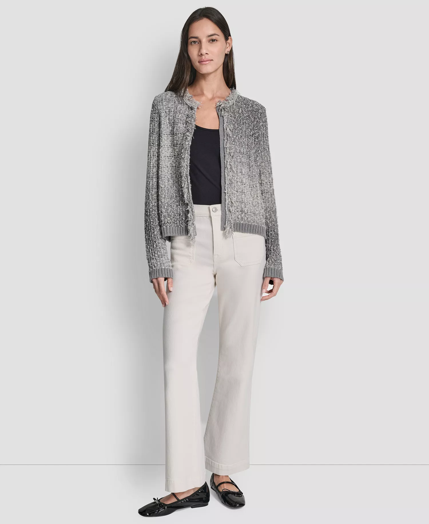 Petite Long-Sleeve Cardigan - Storm Gray Heather - PL