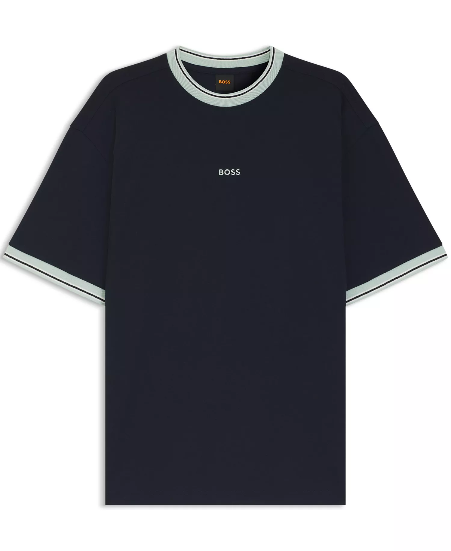 Men's Cotton Striped Trim Relaxed-Fit T-Shirt - Dark Blue - 2XL