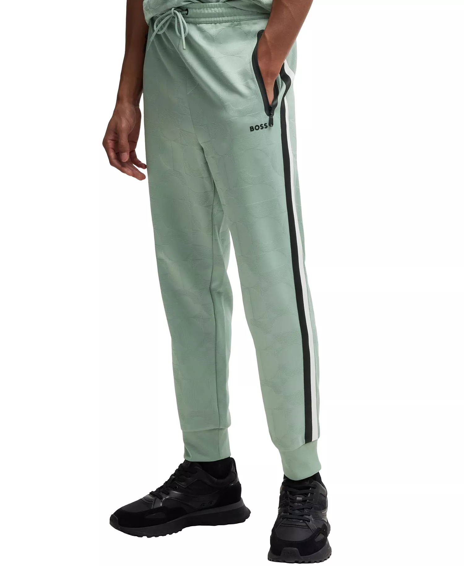 Men's Jacquard-Woven Relaxed-Fit Tracksuit Bottoms - Open Green - 3XL