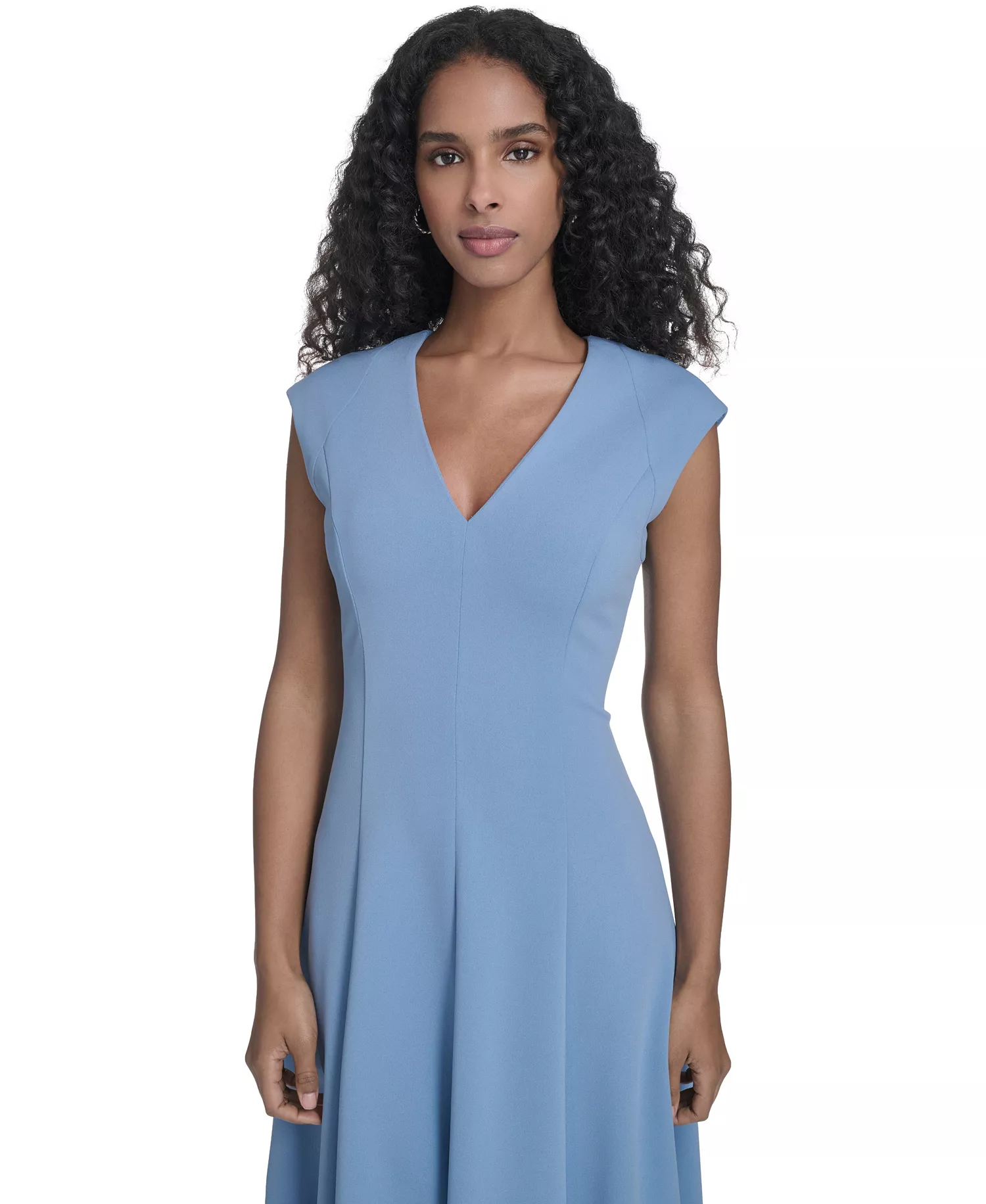 Women's Crepe V-Neck Midi Dress - Bayou - 0P