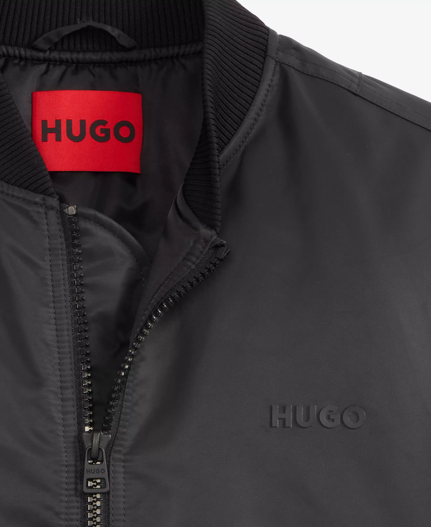 Men's Baken2435 Slim-Fit Satin Bomber Jacket - Black - 2XL