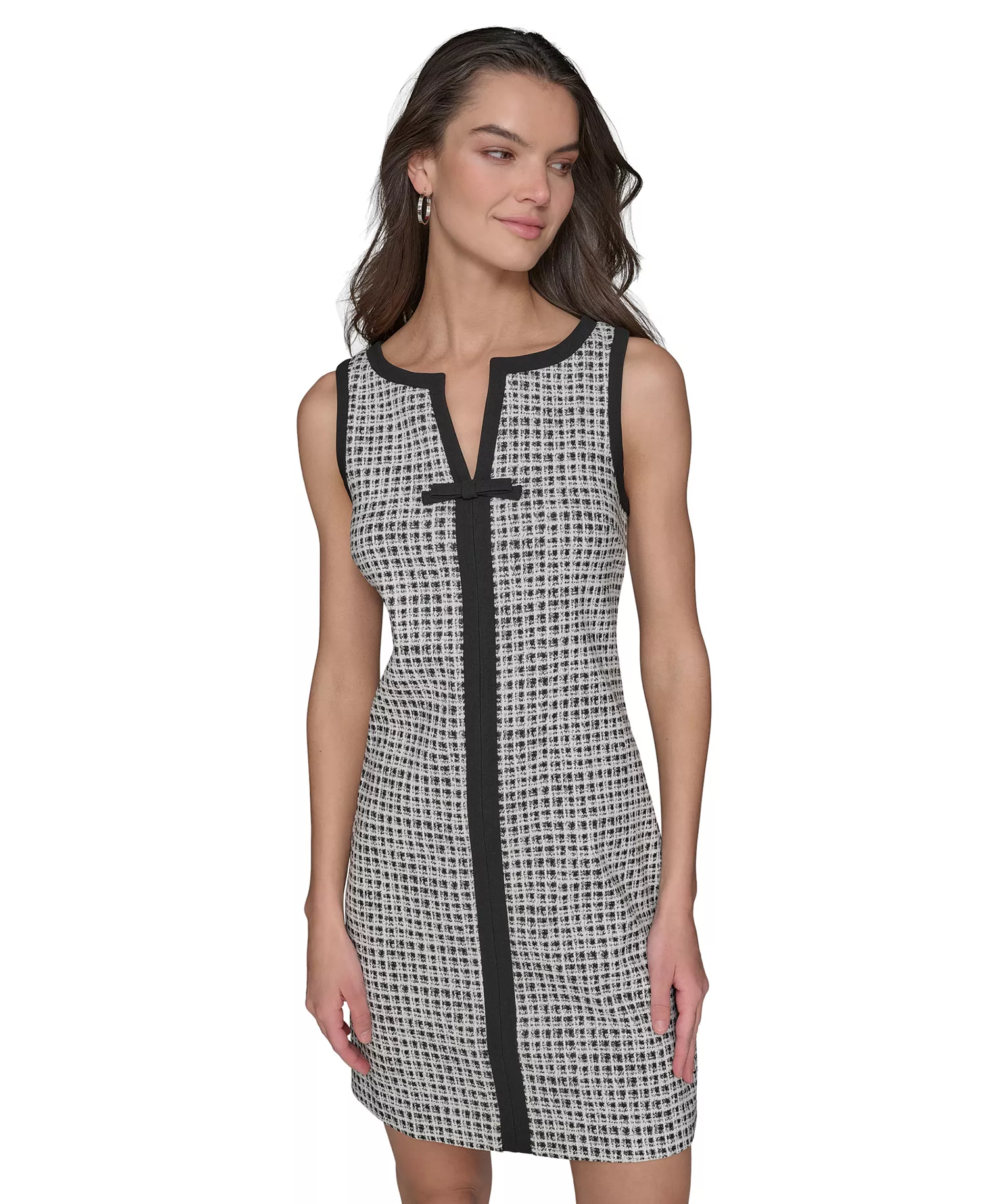 Women's Millenium Jacquard Contrast-Frame Dress - Charcoal - 10