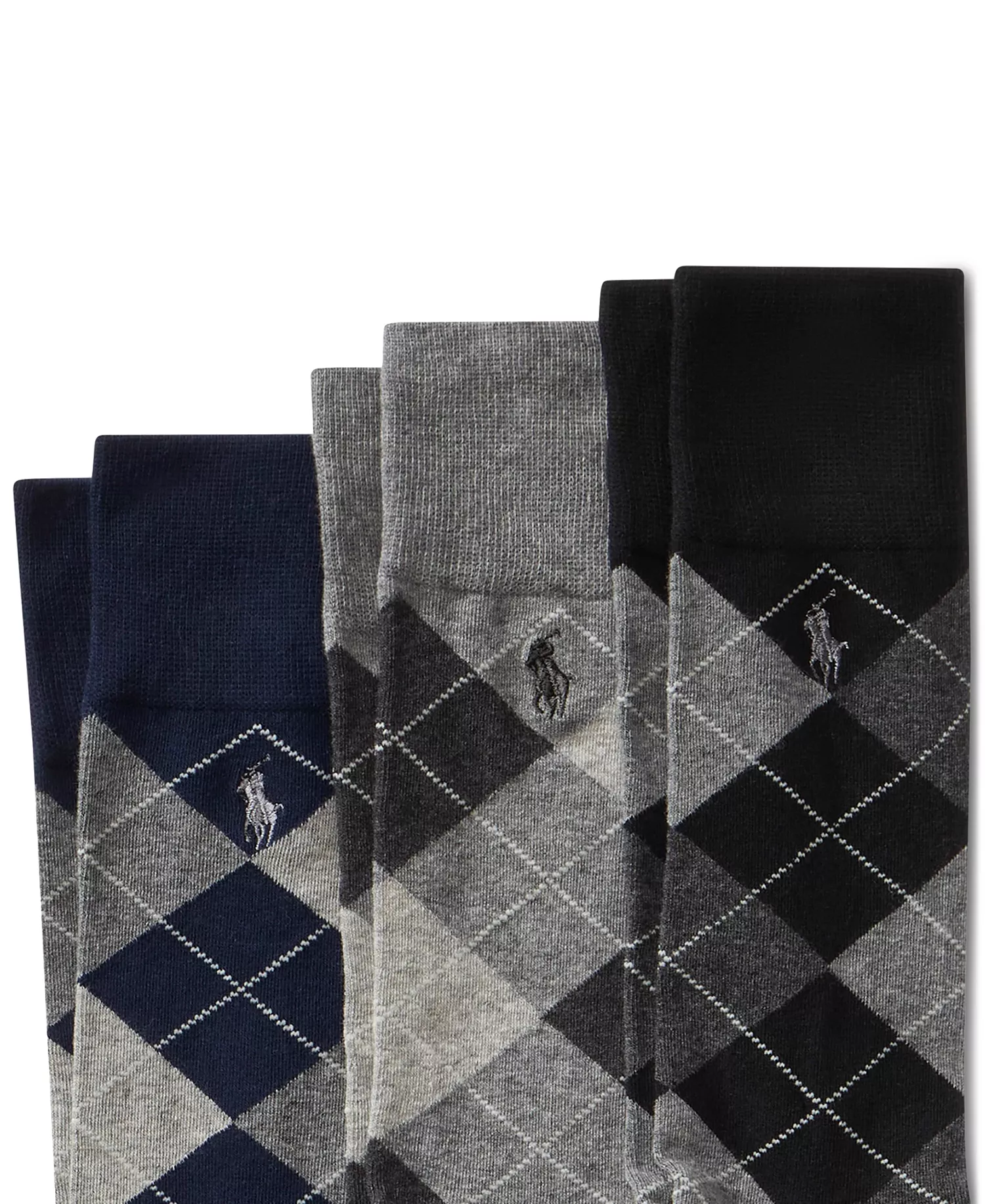 Men's 3-Pack Argyle Dress Socks - Black/Gray - 10-13