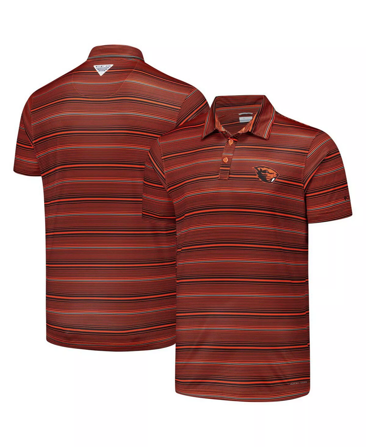 Men's Orange Oregon State Beavers PFG Super Terminal Tackle Omni-Shade Stripe Polo Shirt - Orange - M