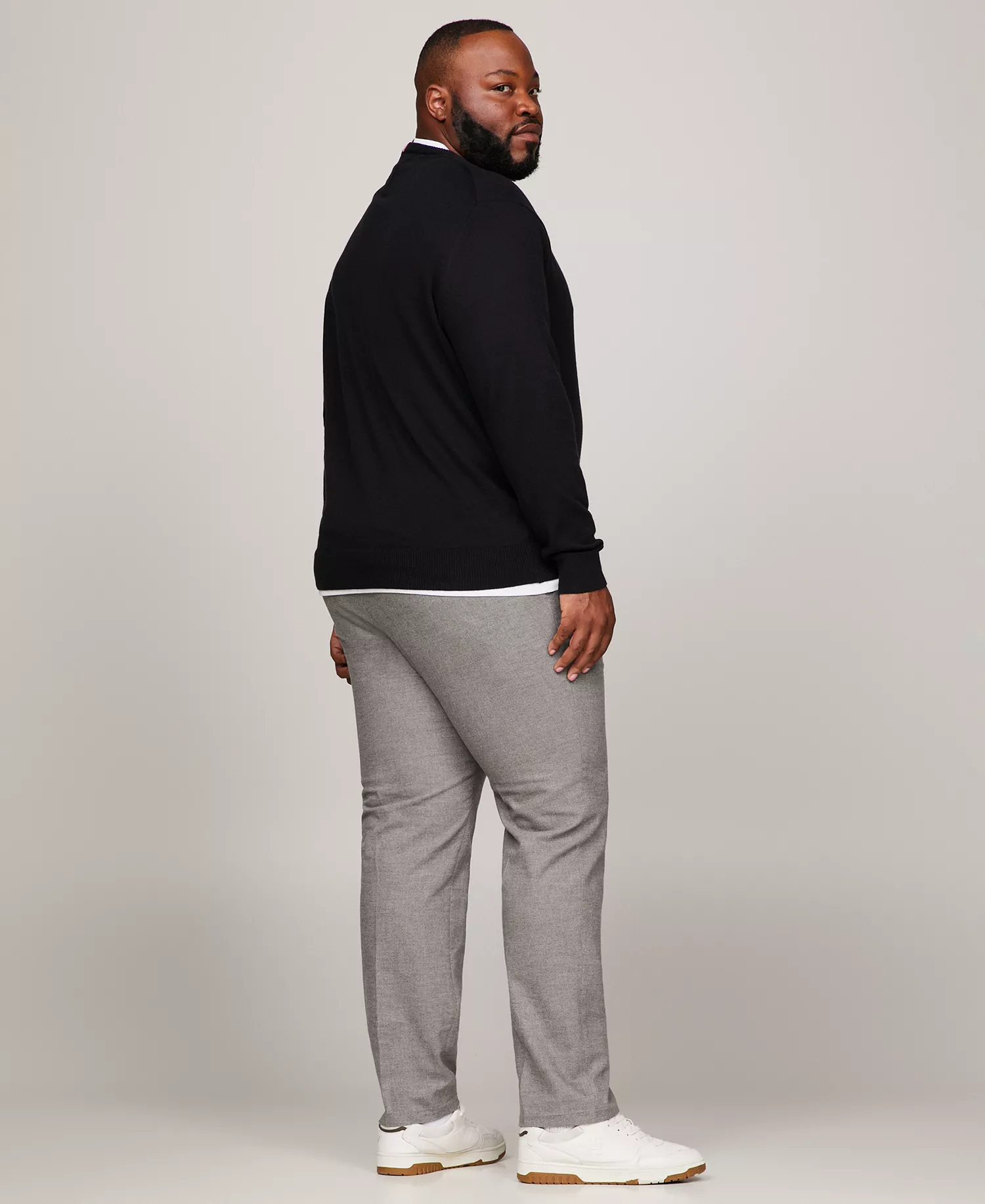 Men's Big and Tall Pima Cotton Cashmere Crewneck Sweater - Black - 2XLT