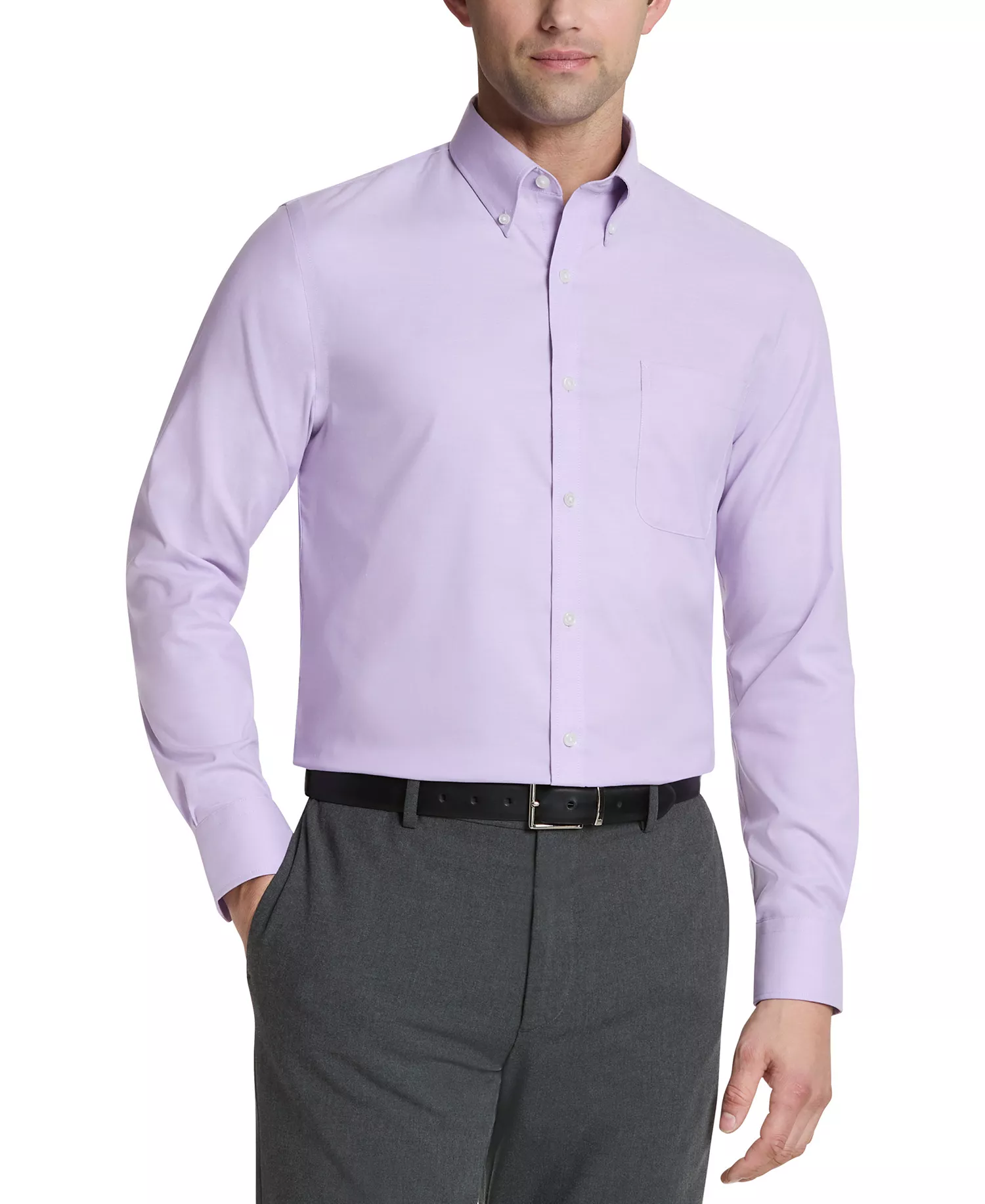 Men's TH Flex Regular Fit Stretch Pinpoint Dress Shirt - Purple - 16.5 32/33