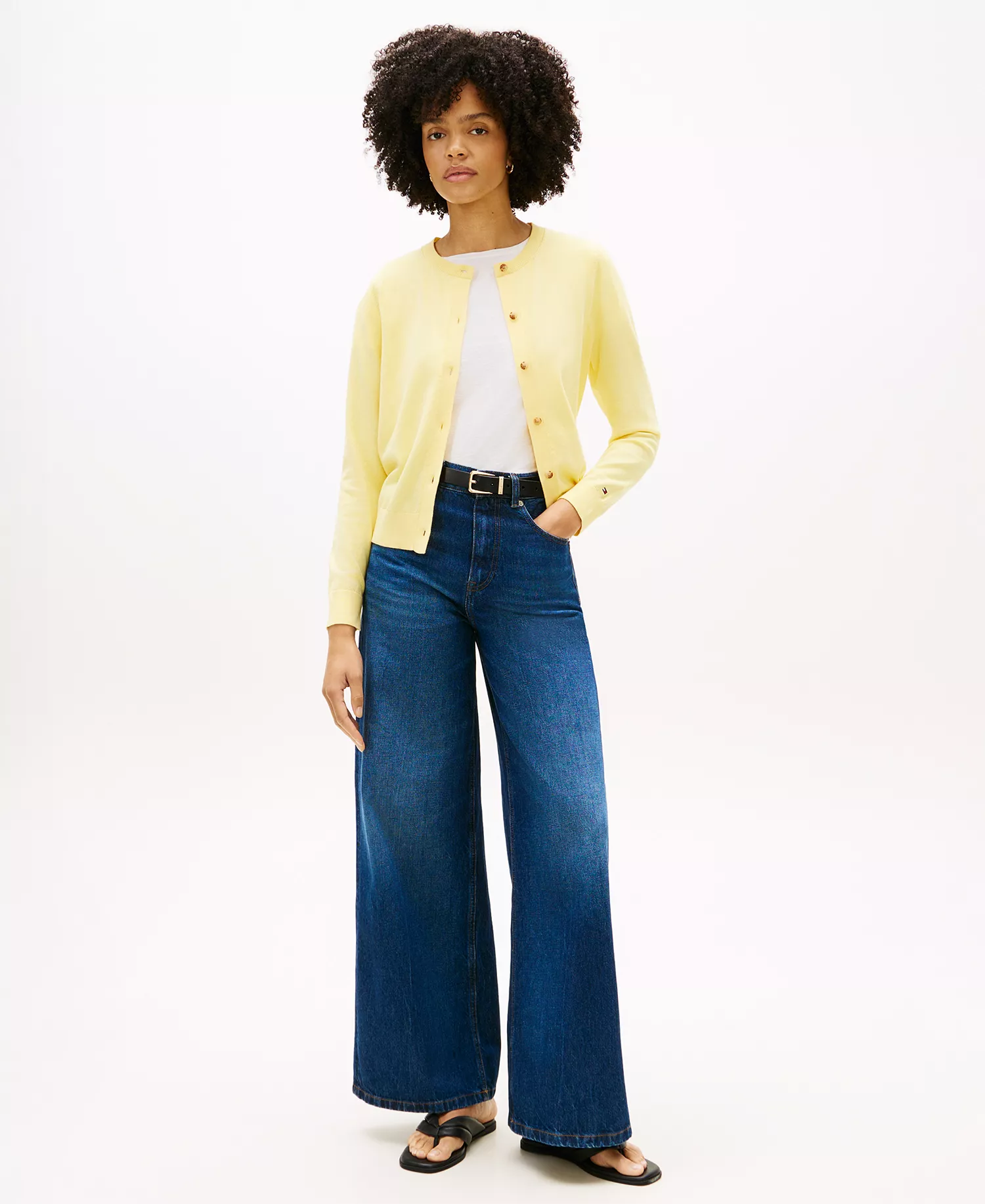 Women's Button-Front Knit Cardigan - Citronella - L