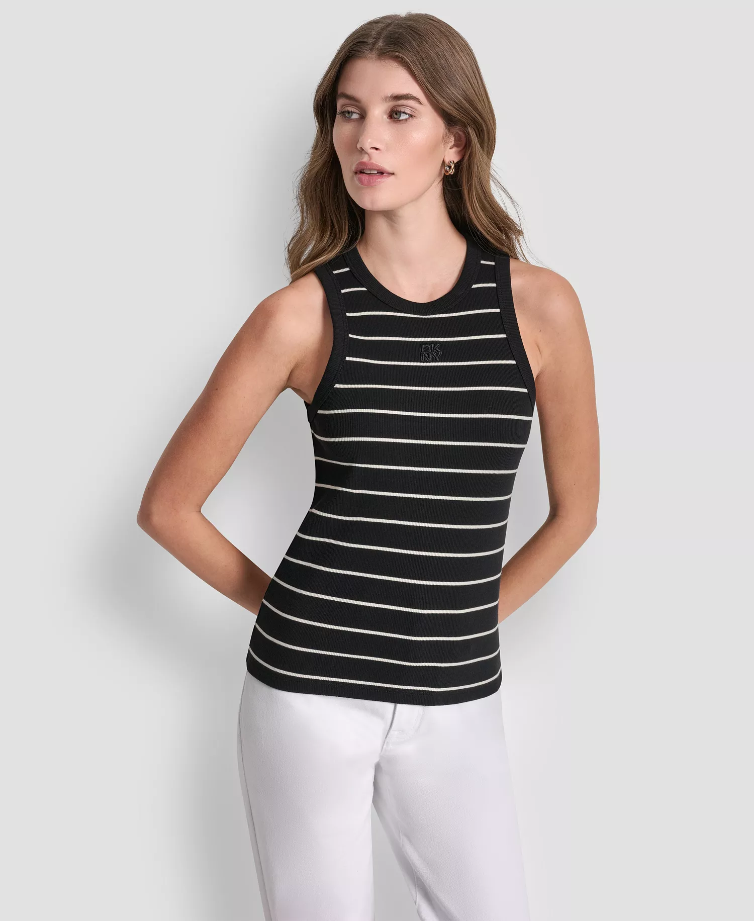 Women's Crewneck Tank Top - Black/Eggnog - L