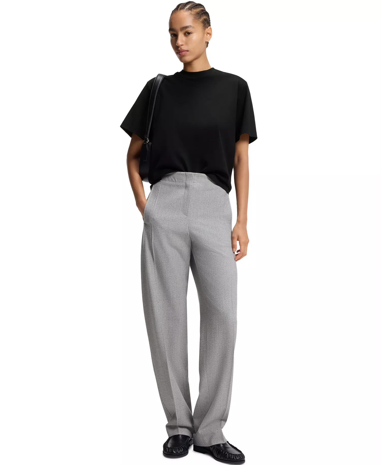 BOSS by Women's Mercerized Cotton Relaxed-Fit T-Shirt - Black - L