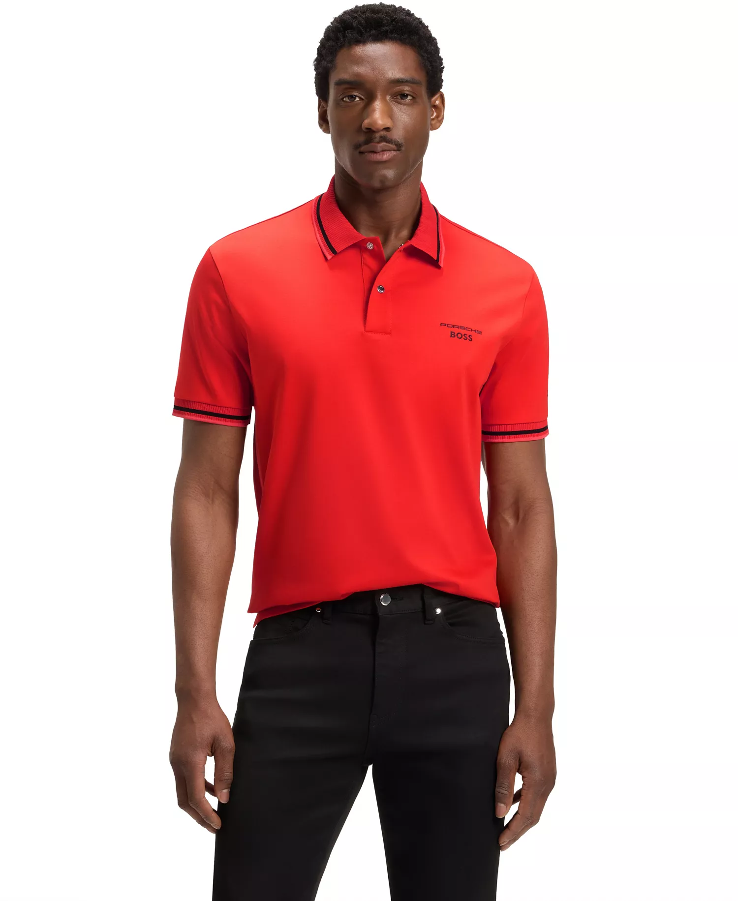 Porsche x BOSS Men's Cotton Moisture Control Polo Shirt - Orange - L