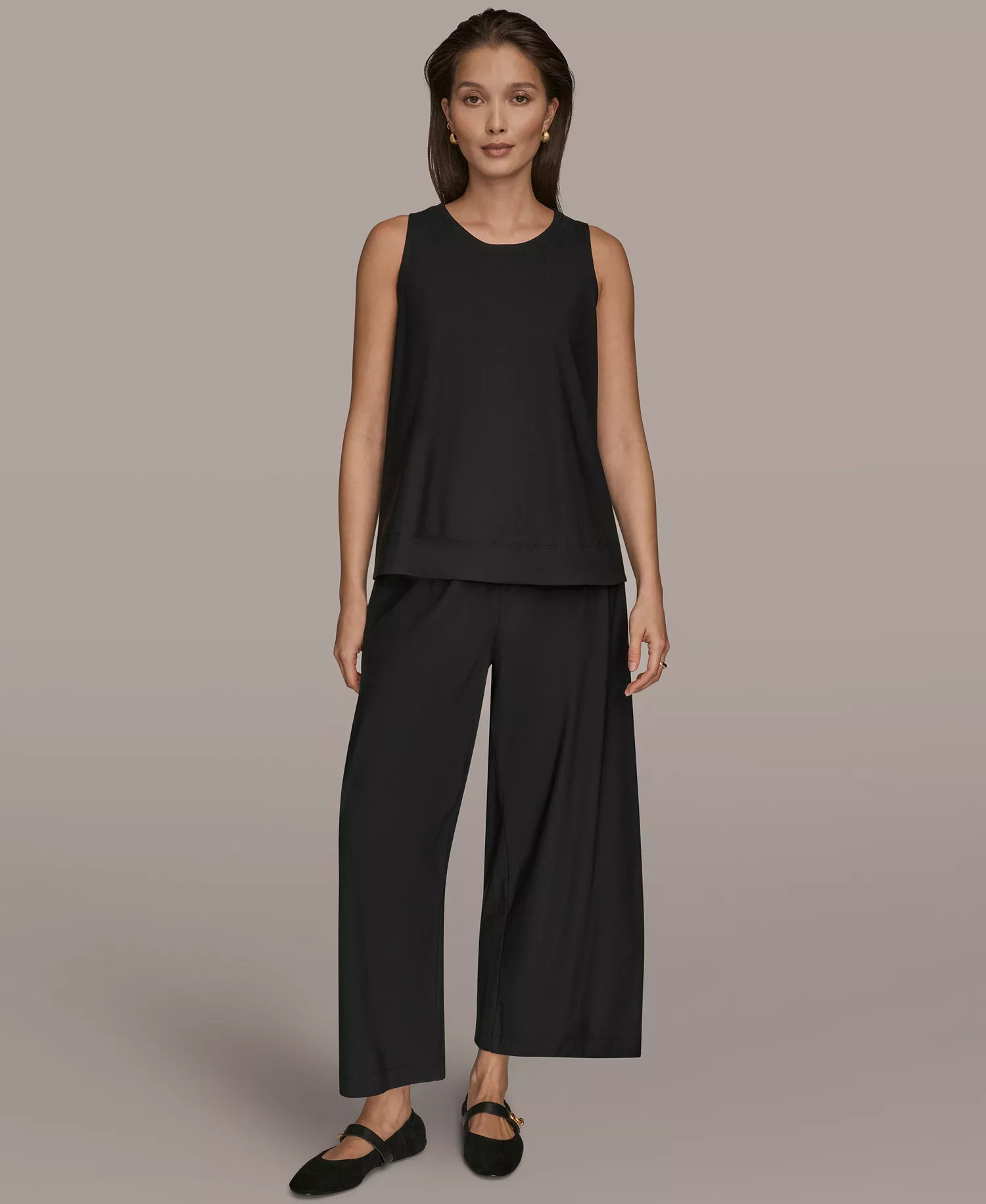 Women's Tricot Knit Sleeveless Top - Black - L