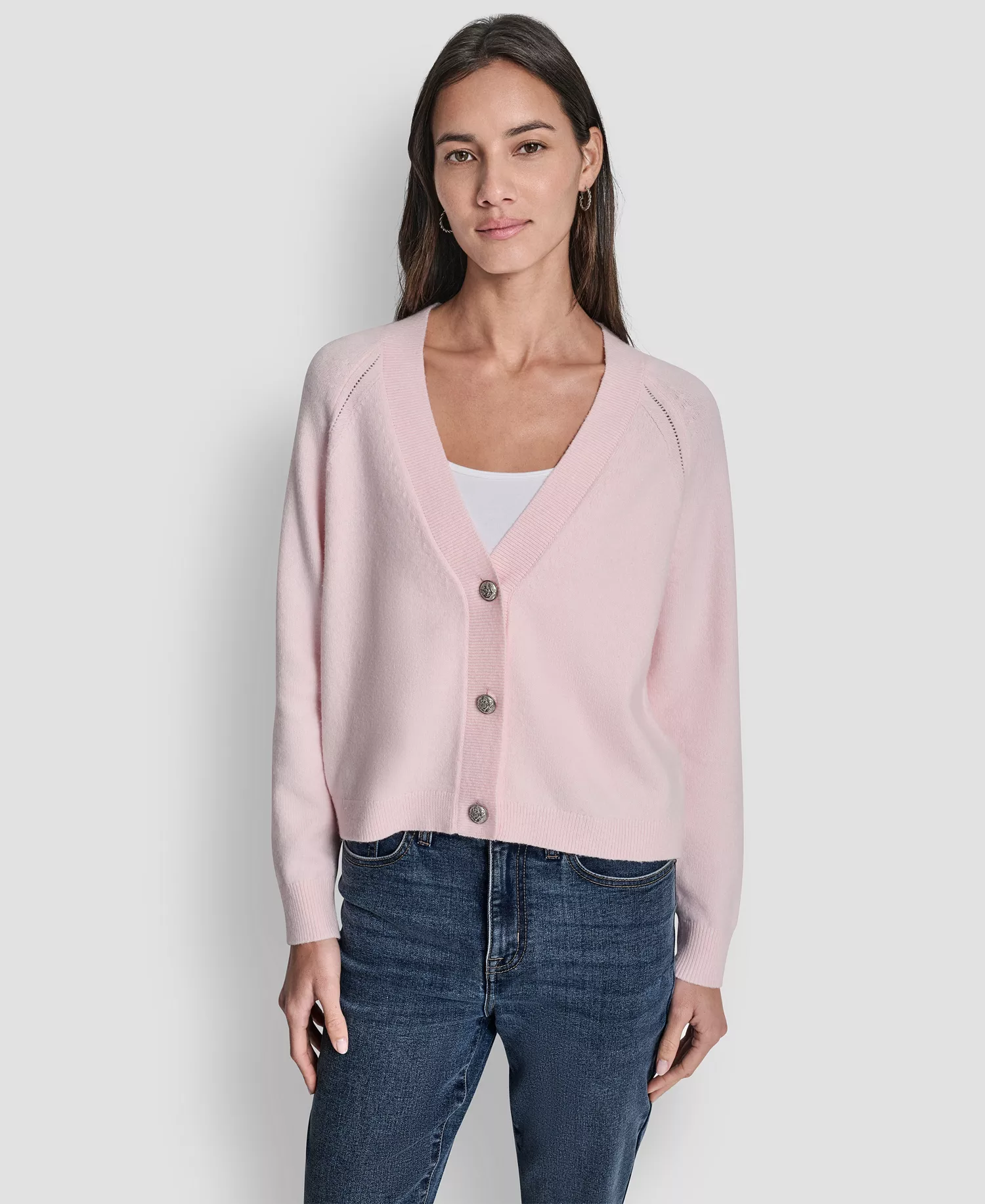 Petite Fully Fashioned Raglan V-Neck Cardigan - Pink Moon - PL