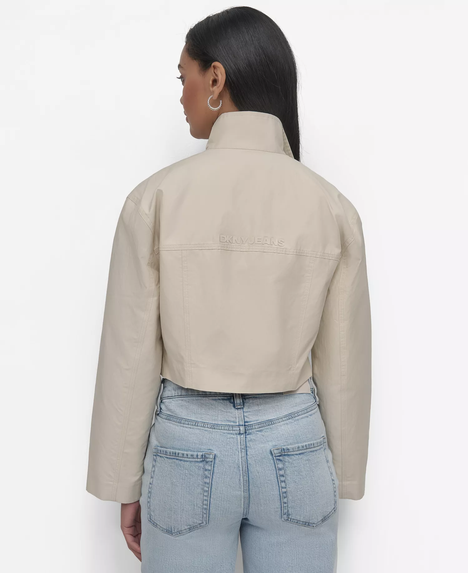 Women's Coated Water Resistant Cropped Utility Jacket - Light City Khaki - L