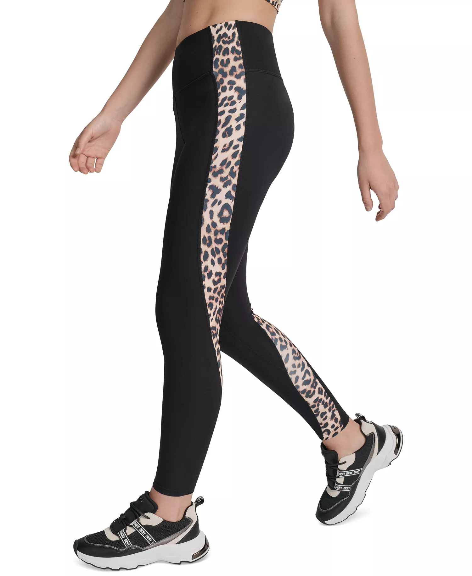 Women's Color-Block Super High-Waist Compression Leggings - Black/Roar Whiskey - XS