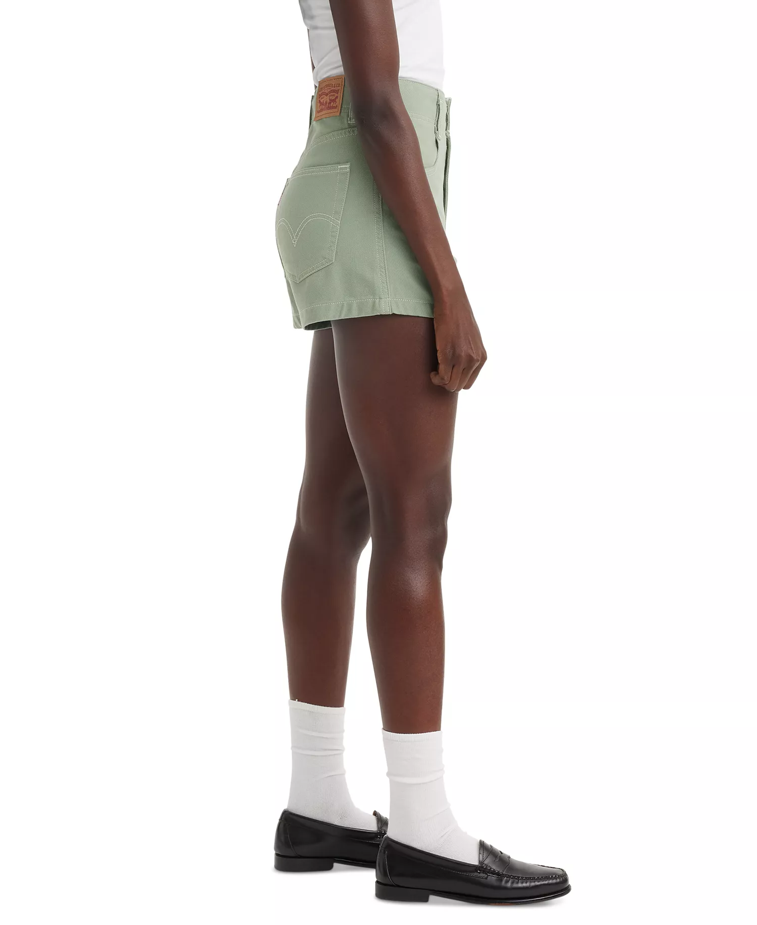 Women's Cotton High-Rise Double Button Mom Shorts - Lily Pad - 24